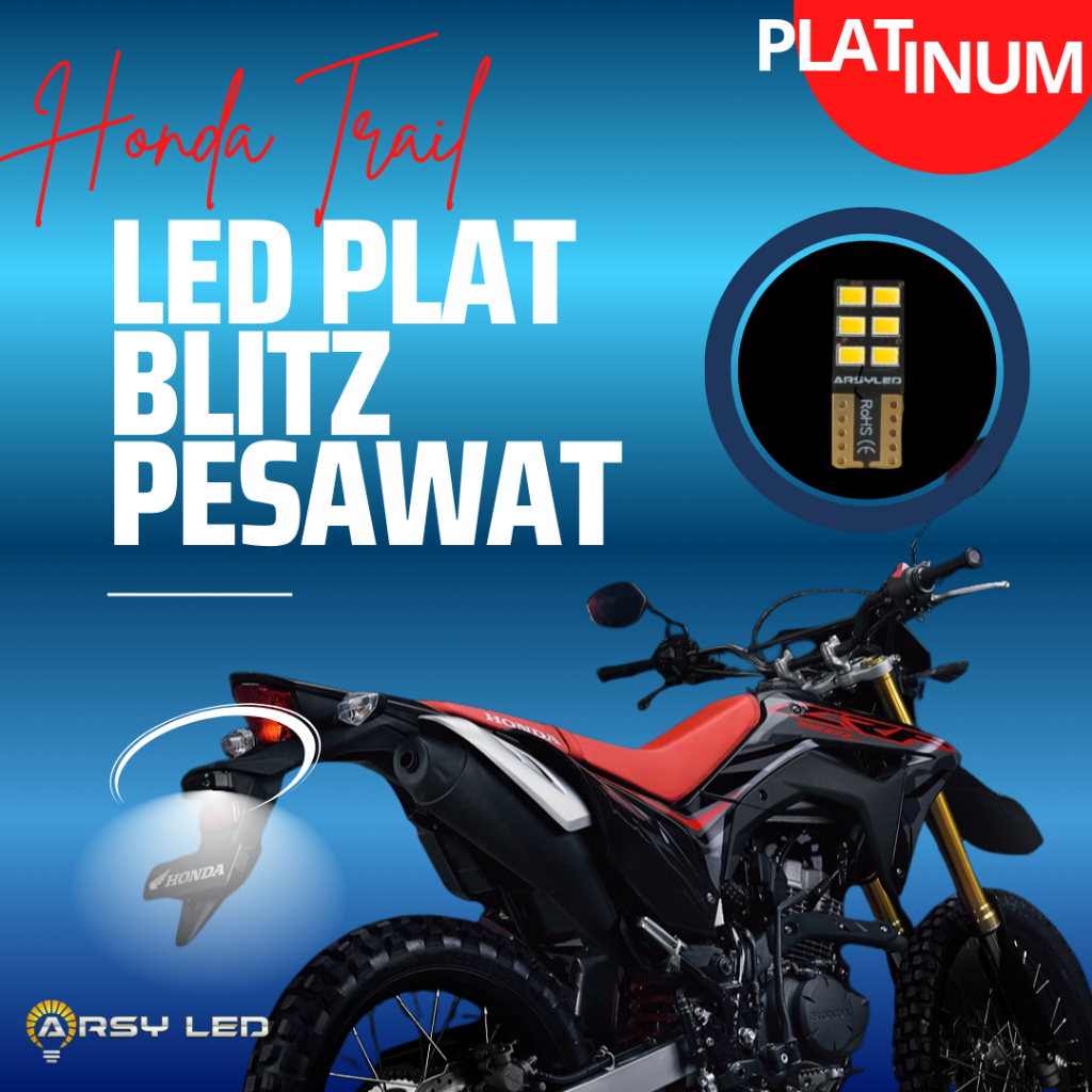 1PCS ARSYLED Blitz Mode Pesawat Lampu Plat Nomor Motor Honda CRF 150 150L Platinum Super Bright