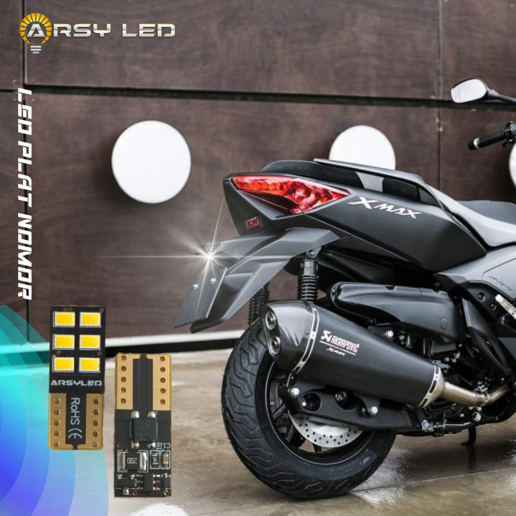 ARSY LED Lampu Plat Nomor Motor New Nmax Aerox Xmax Scoopy Vario Beat Mode Diam Pesawat Strobe Tancap T10
