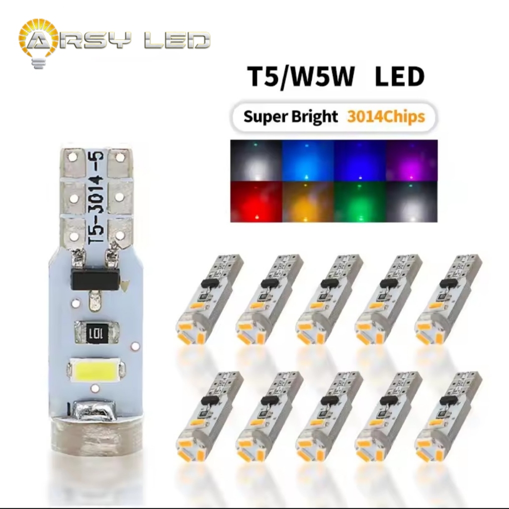 ARSYLED Lampu Led T5 3014 5 Titik Metal soket Speedo Panel Dashboard Mobil Motor