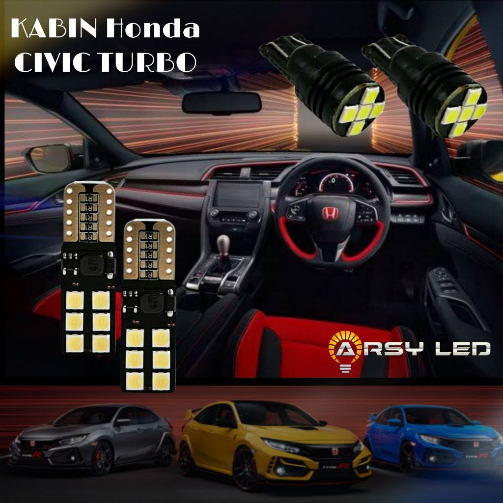 Paket isi 4 Lampu LED Plafon Kabin Honda Civic Turbo Super bright