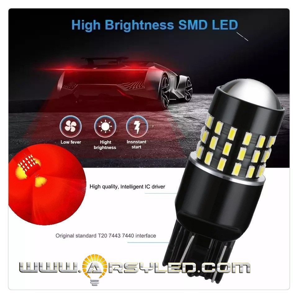 Lampu Rem mobil LED T20 4 kawat 54 TITK Emperor Extrime Bright 7443 W21/5W