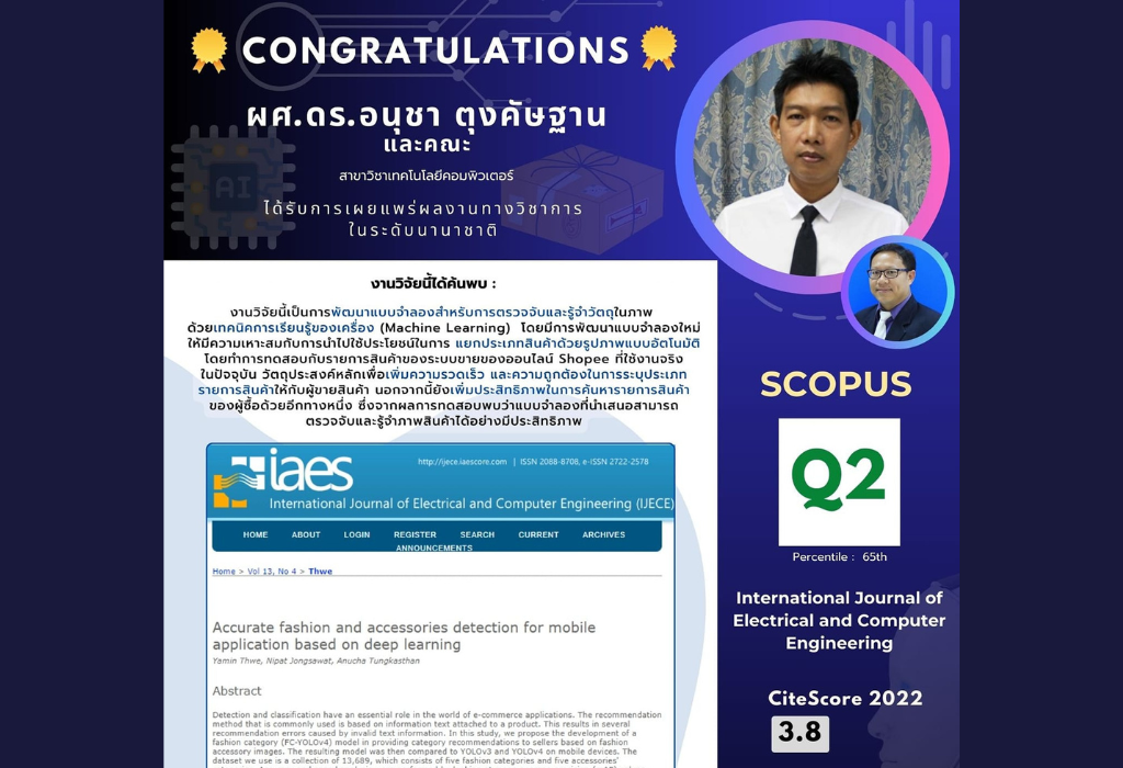 งานวิจัยของ ผศ.ดร.อนุชา ตุงคัษฐาน และคณะ ได้รับการตีพิมพ์ในวารสารระดับนานาชาติ