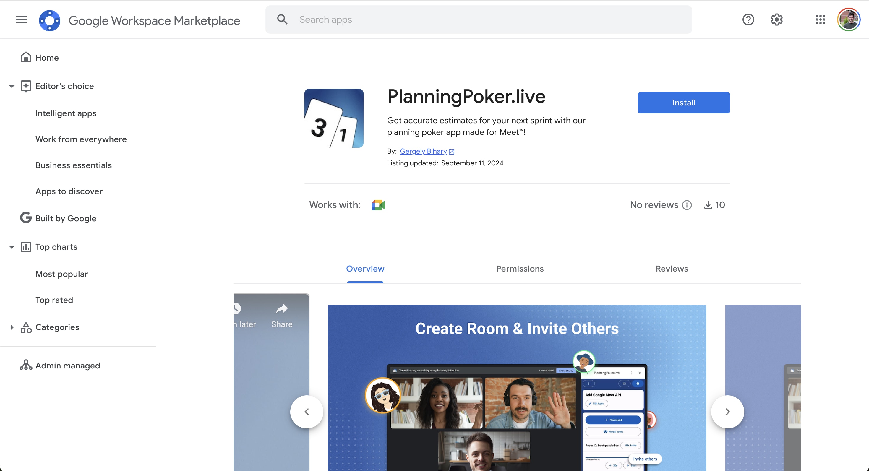 Marketplace landing page for PlanningPoker.live