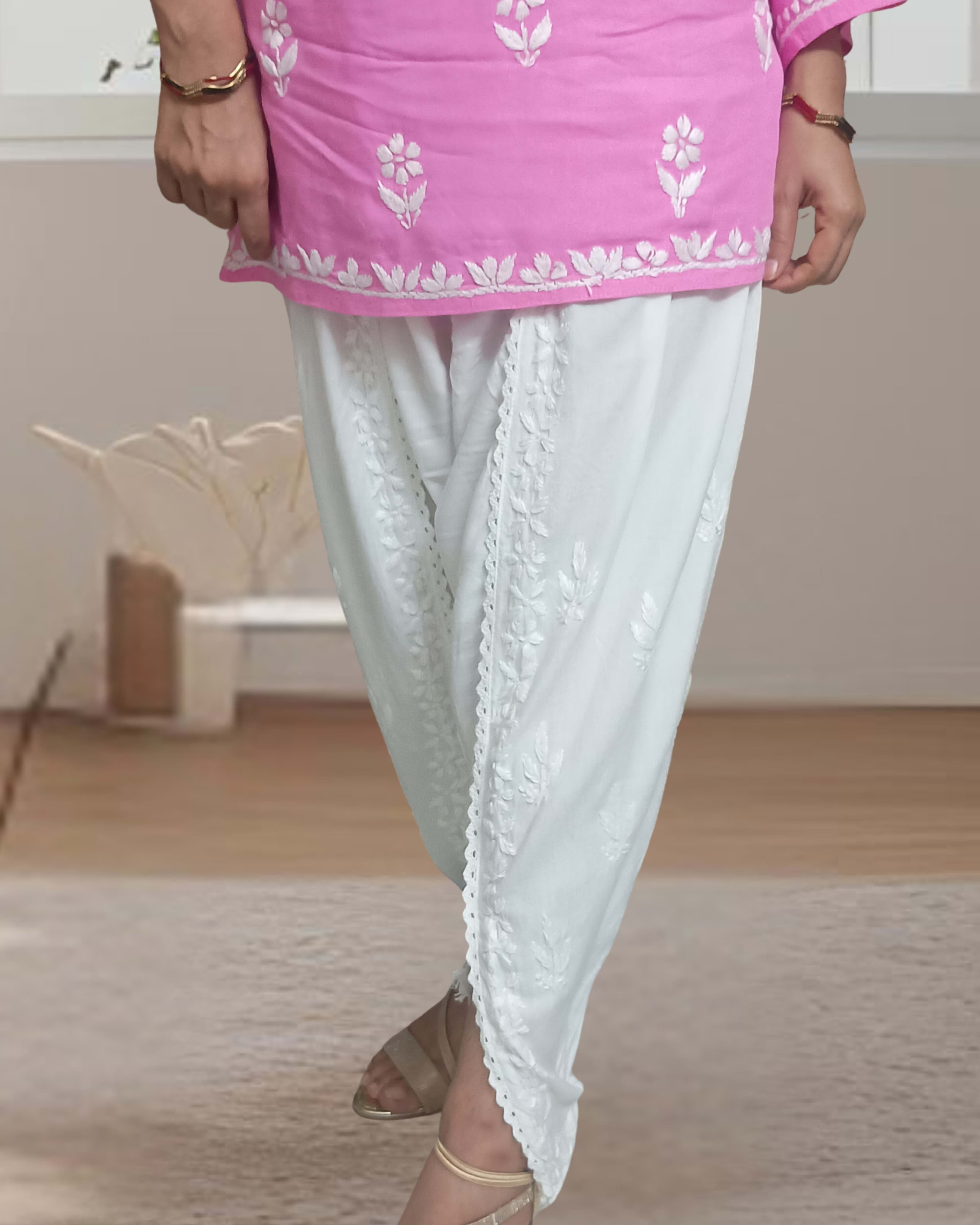 RUBINA DHOTI SET Lucknowi Chikankari - Full view 2