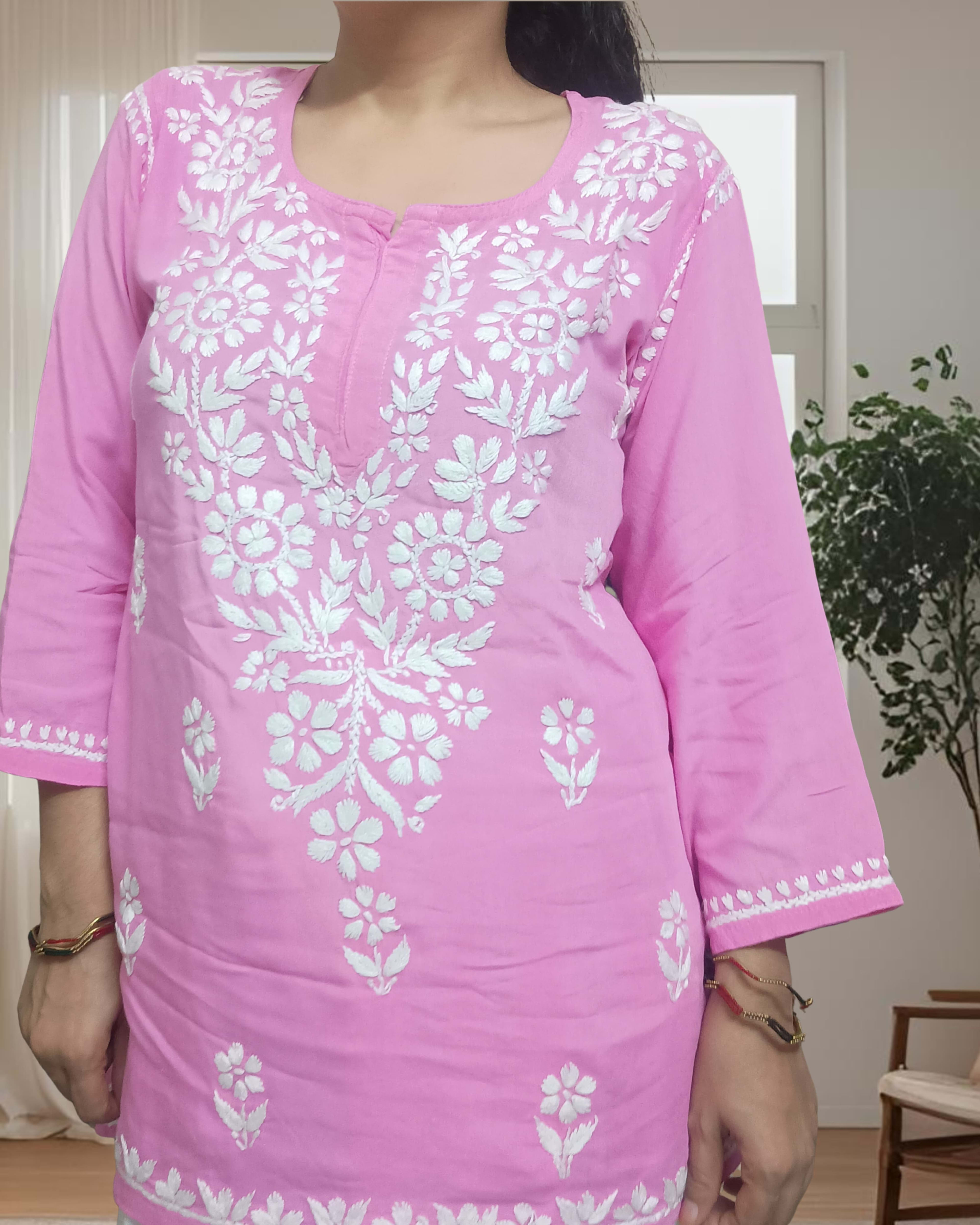 RUBINA DHOTI SET Lucknowi Chikankari - Full view 3