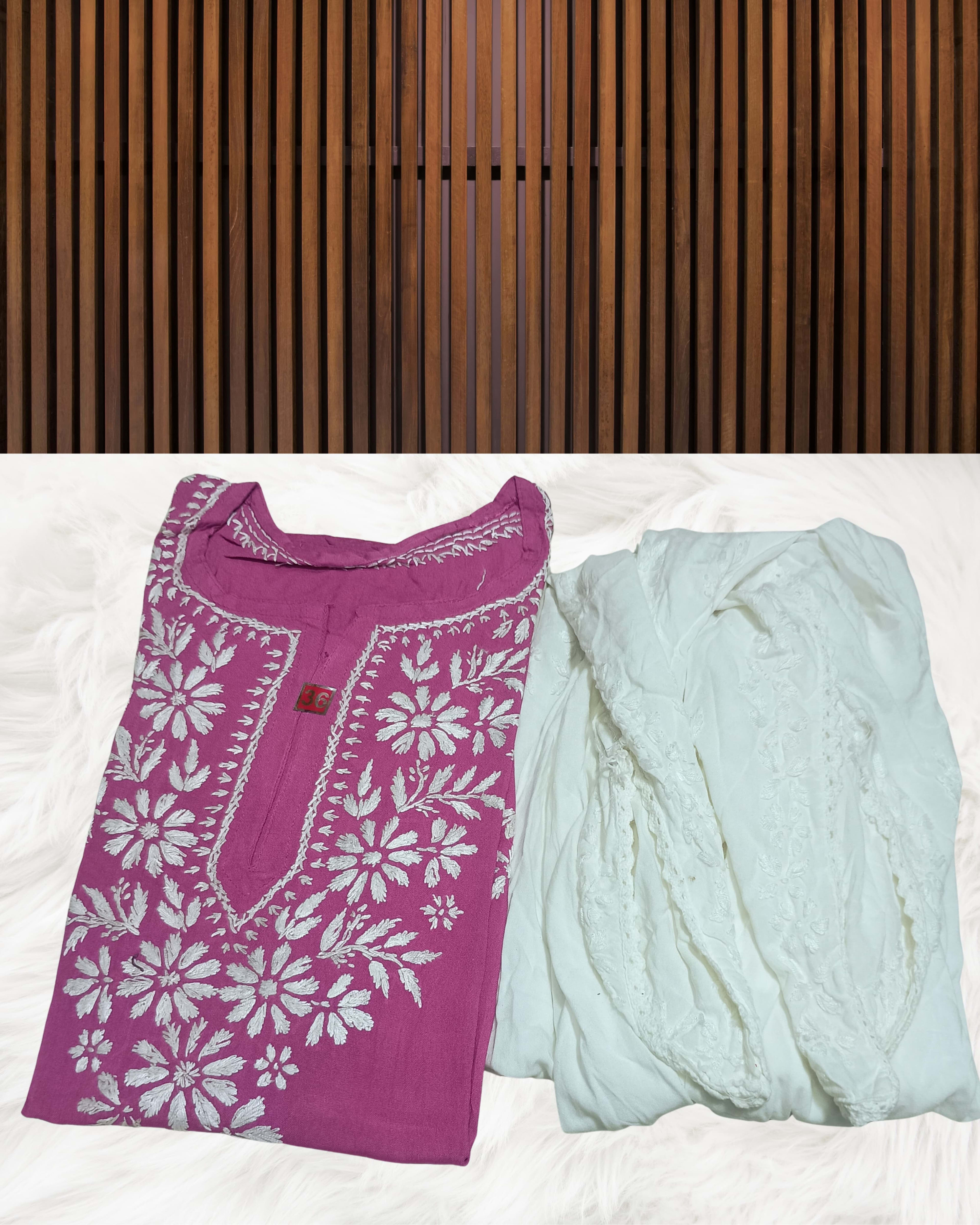 RUBINA DHOTI SET Lucknowi Chikankari - Full view 11