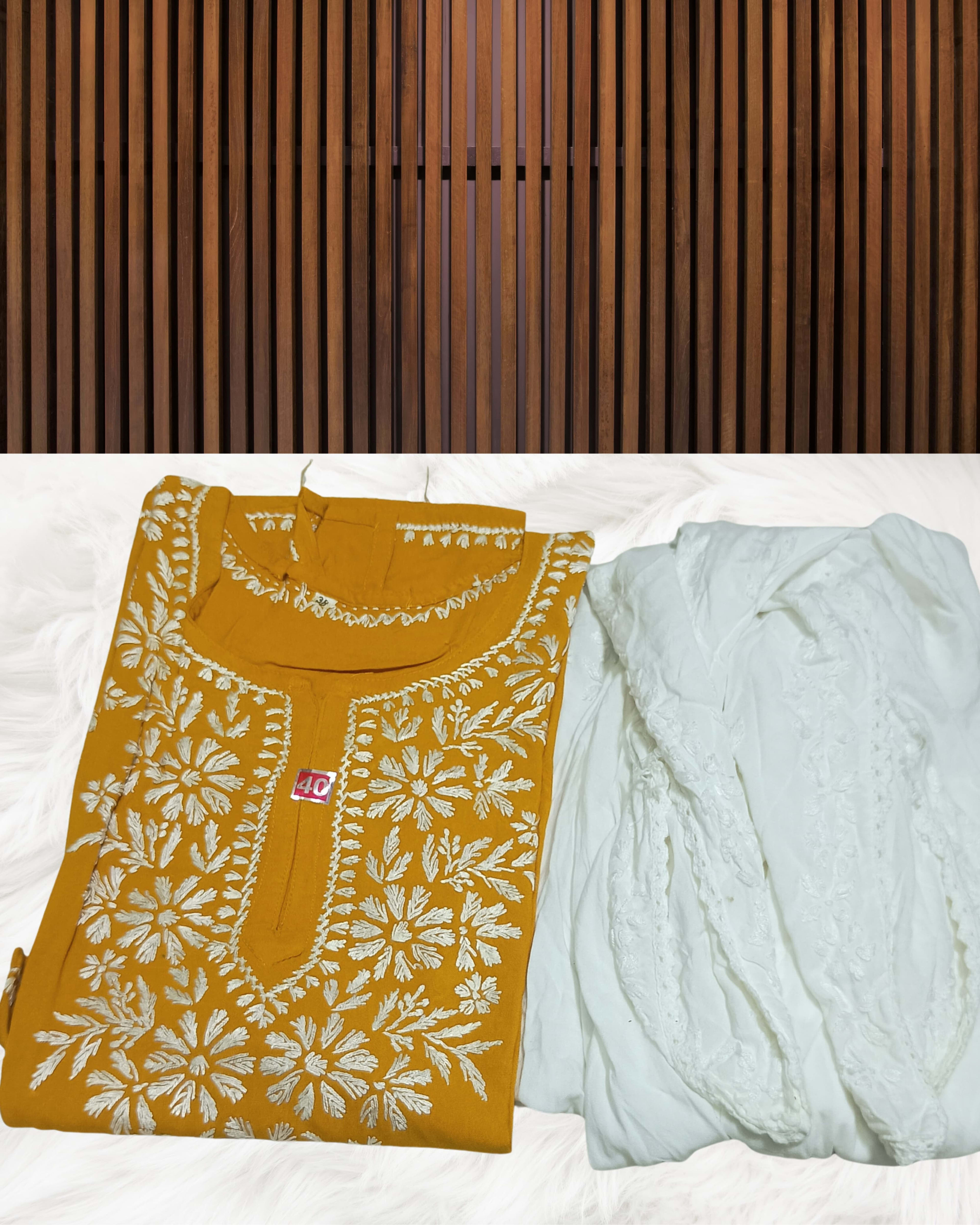 RUBINA DHOTI SET Lucknowi Chikankari - Full view 12