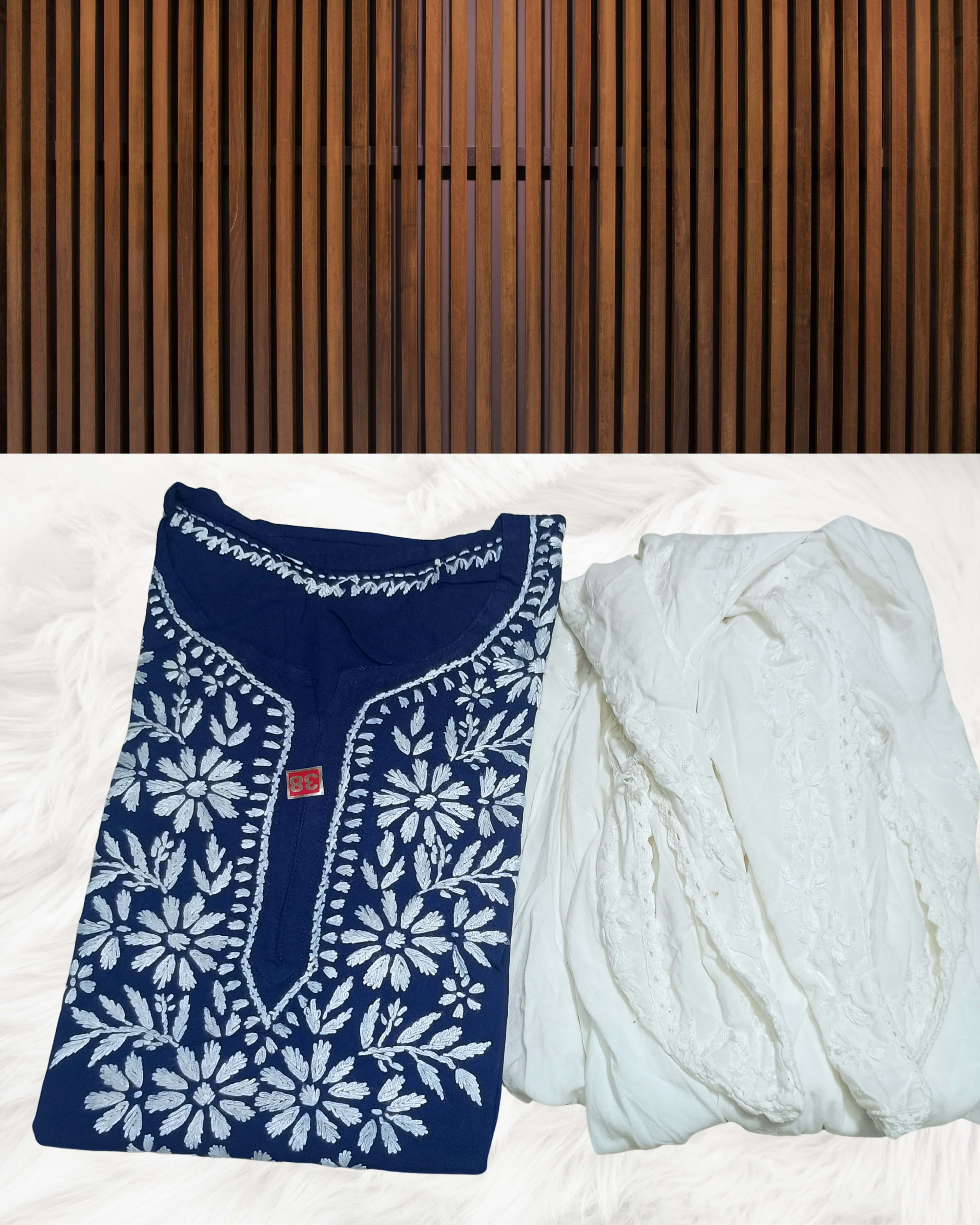 RUBINA DHOTI SET Lucknowi Chikankari - Full view 13