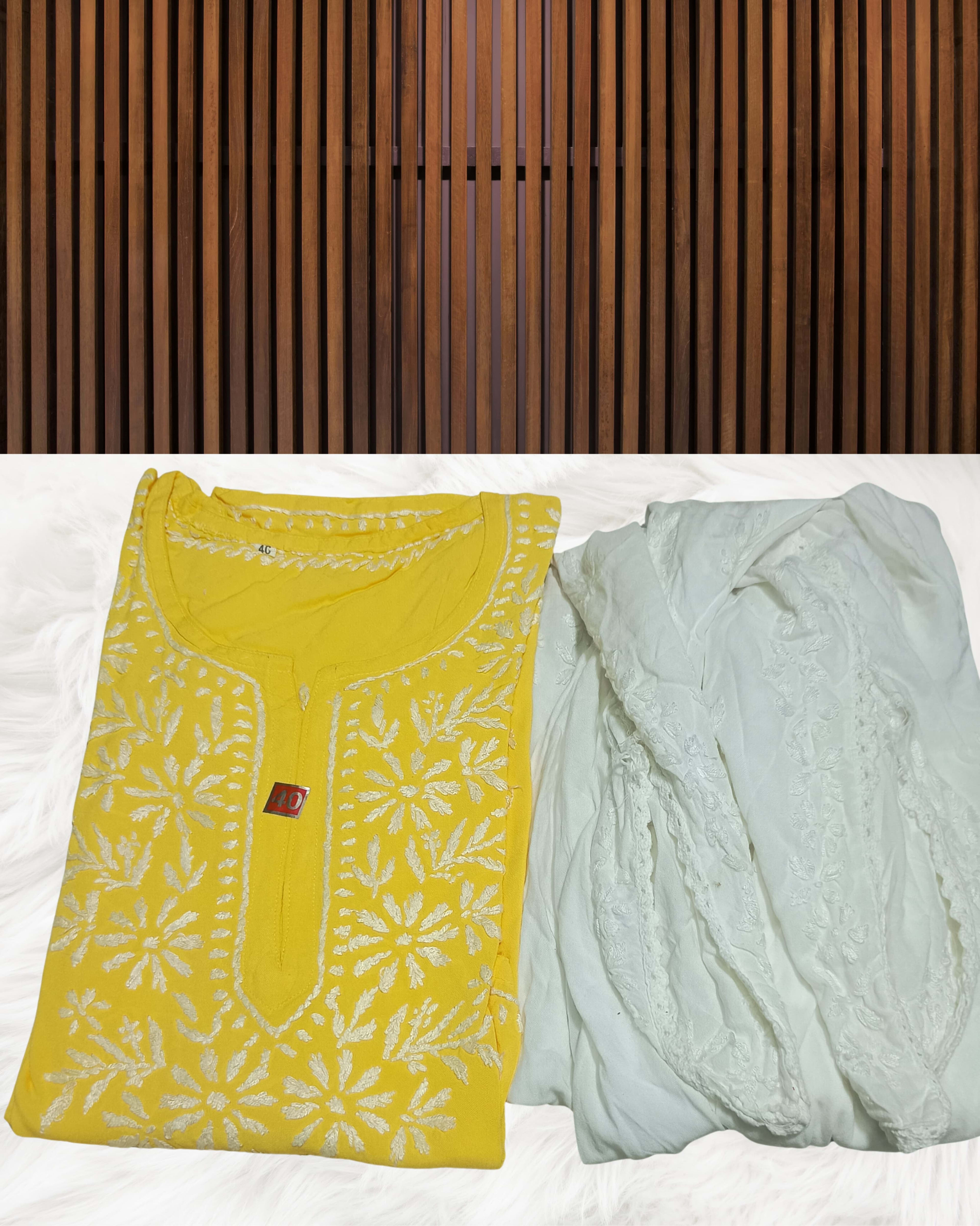 RUBINA DHOTI SET Lucknowi Chikankari - Full view 14