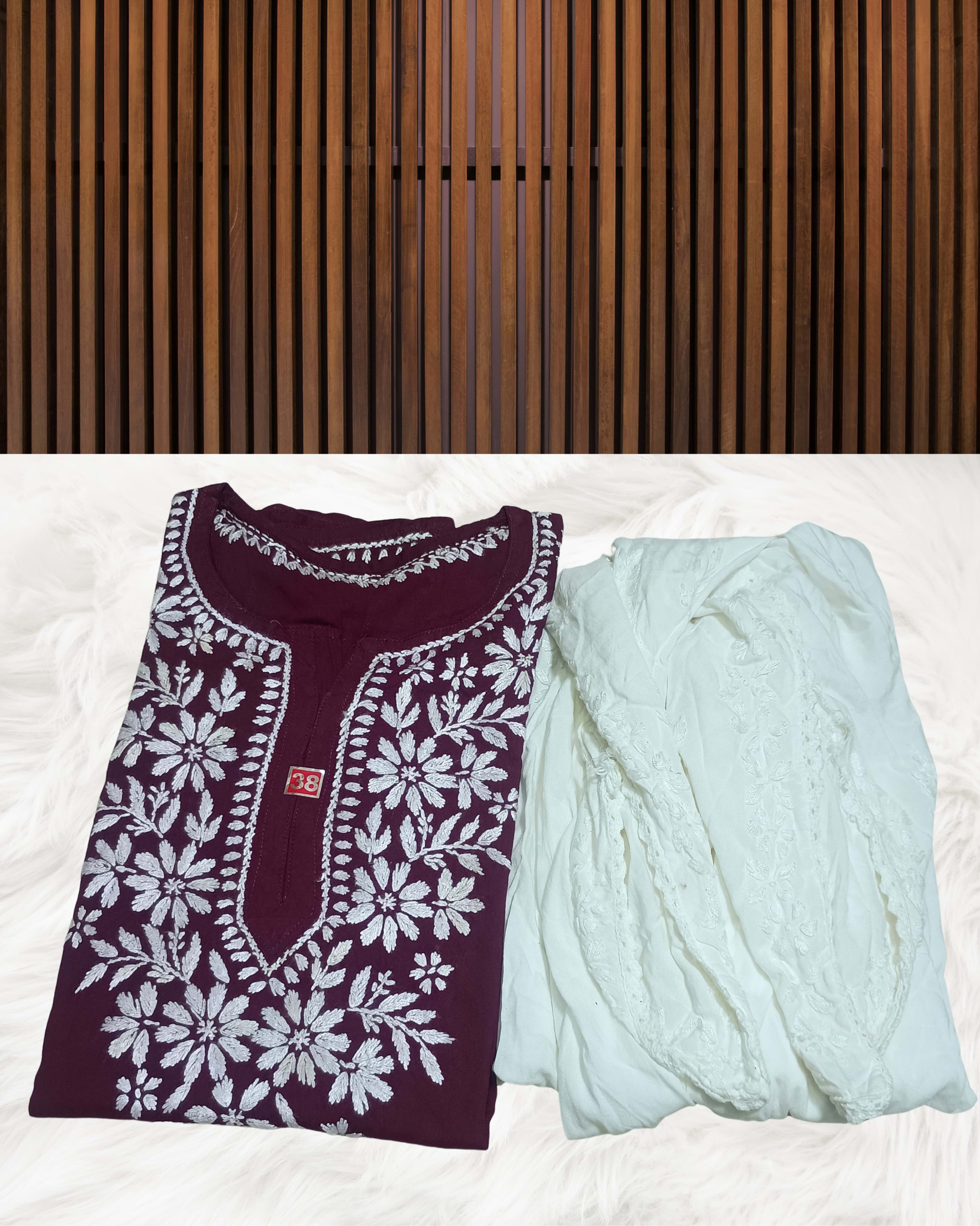 RUBINA DHOTI SET Lucknowi Chikankari - Full view 15