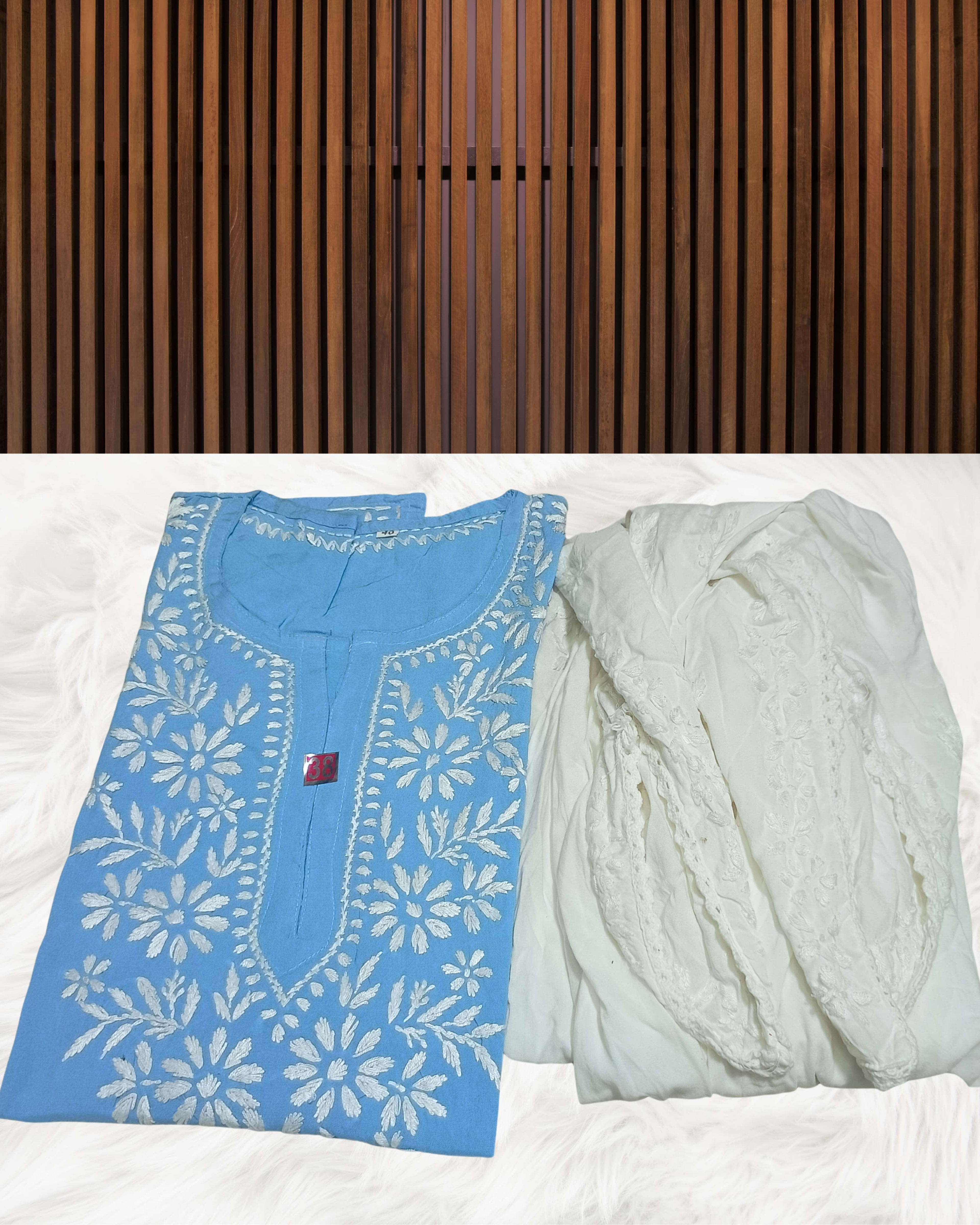 RUBINA DHOTI SET Lucknowi Chikankari - Full view 22