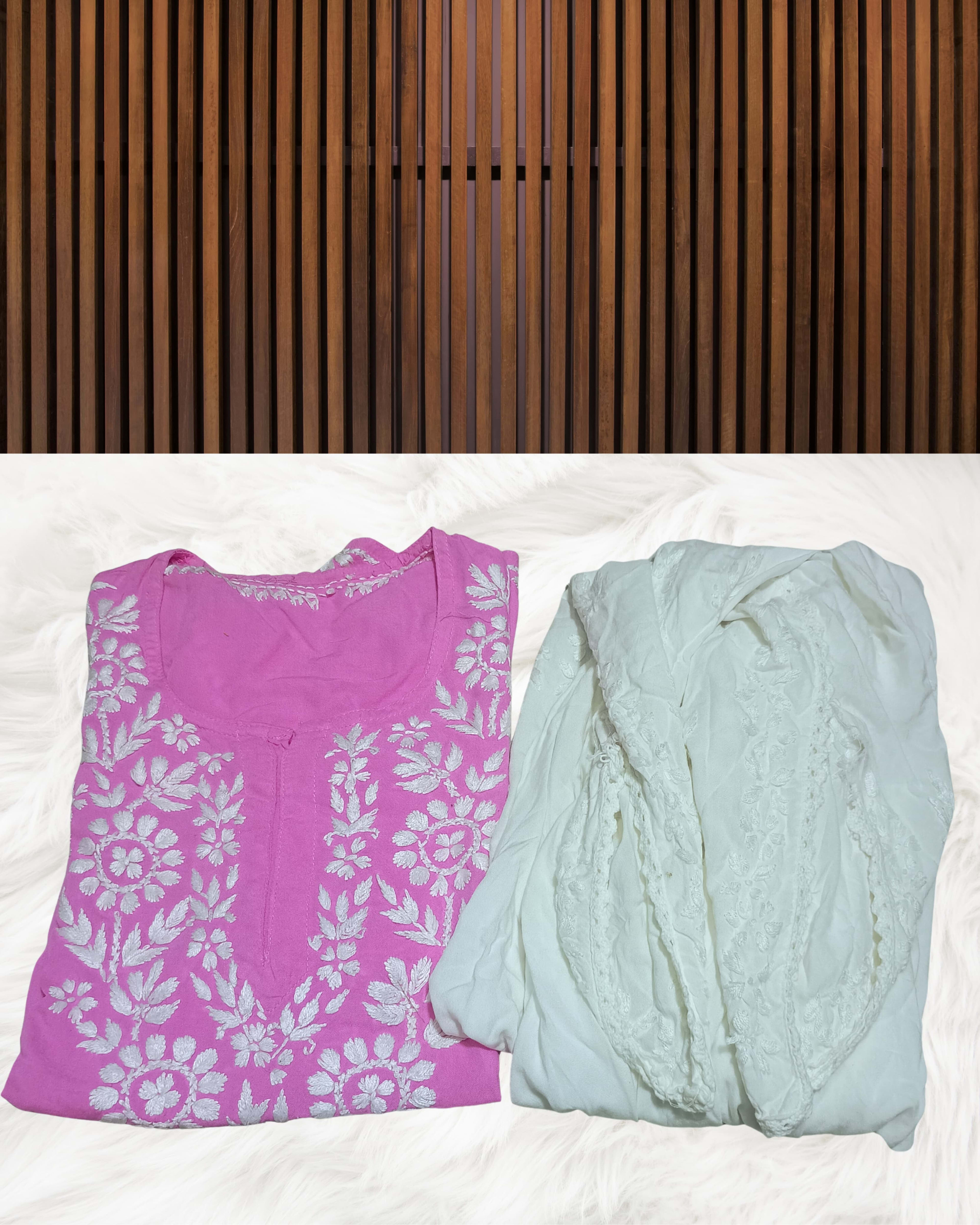 RUBINA DHOTI SET Lucknowi Chikankari - Full view 23