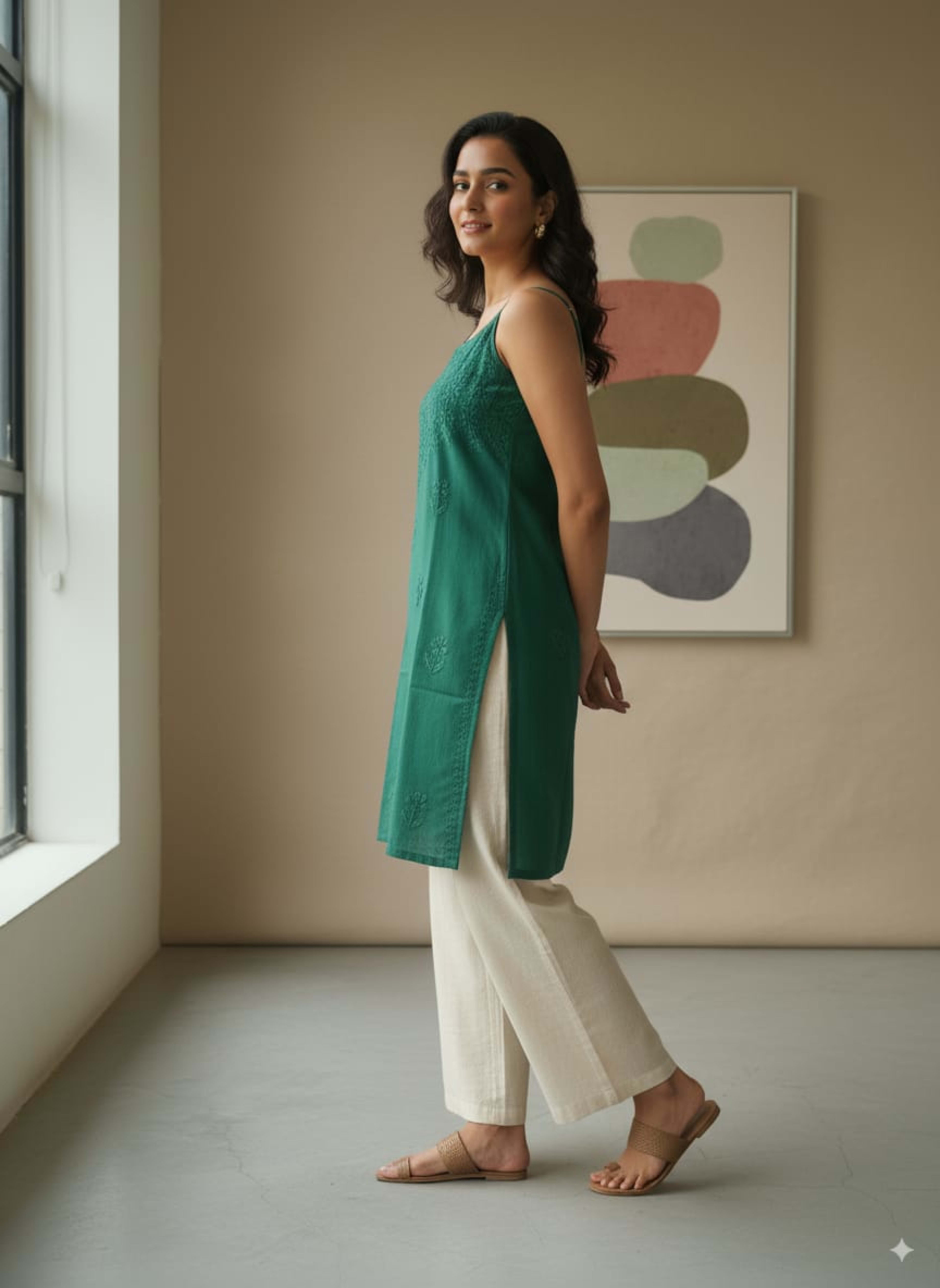 HOOR CHIKANKARI  NOODLE TOP Lucknowi Chikankari - Full view 2