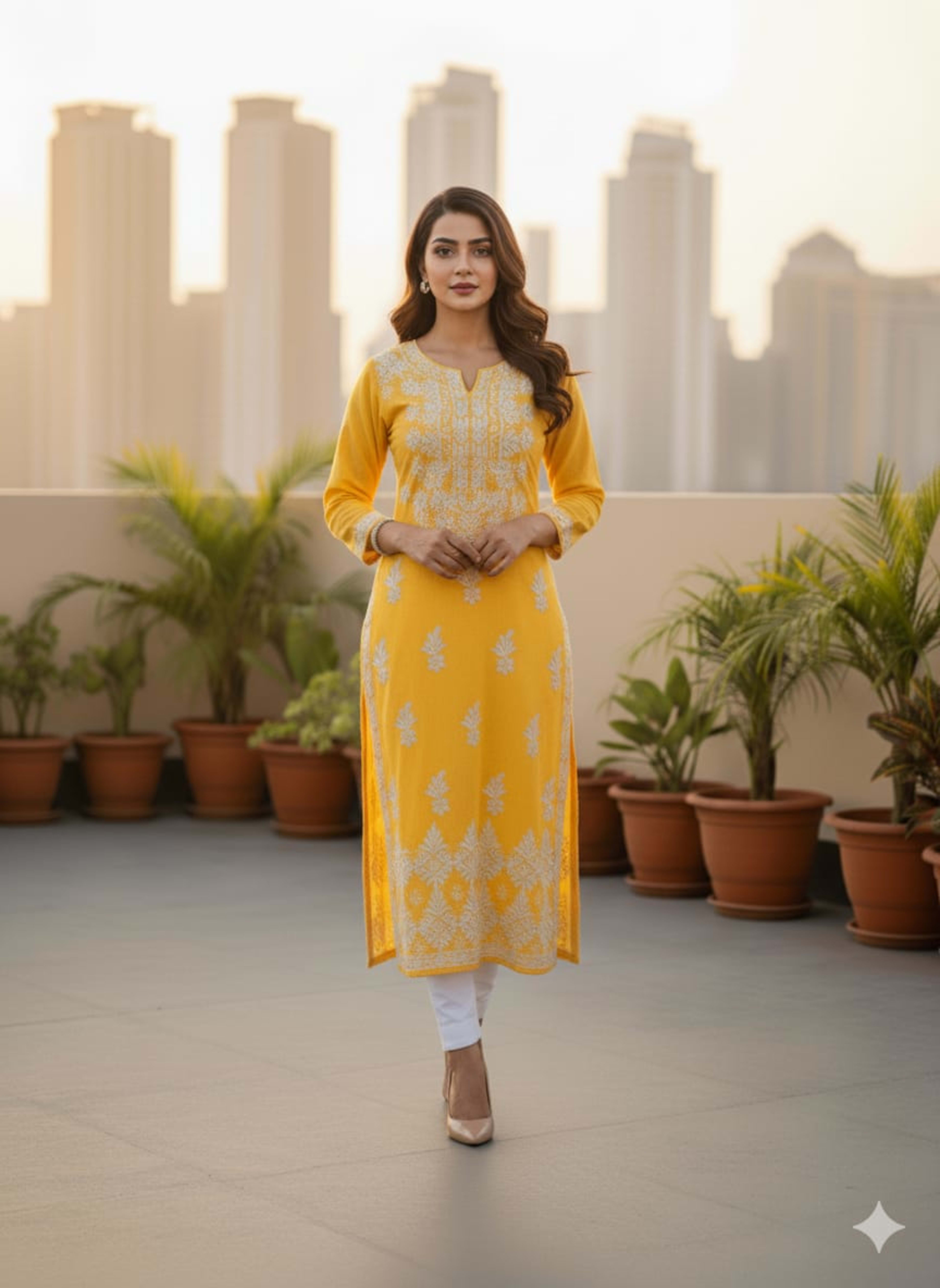 ZUBAIDA CHIKAN KURTI - Authentic Lucknowi Chikankari - Size 48-60 - Pairahan Chikan