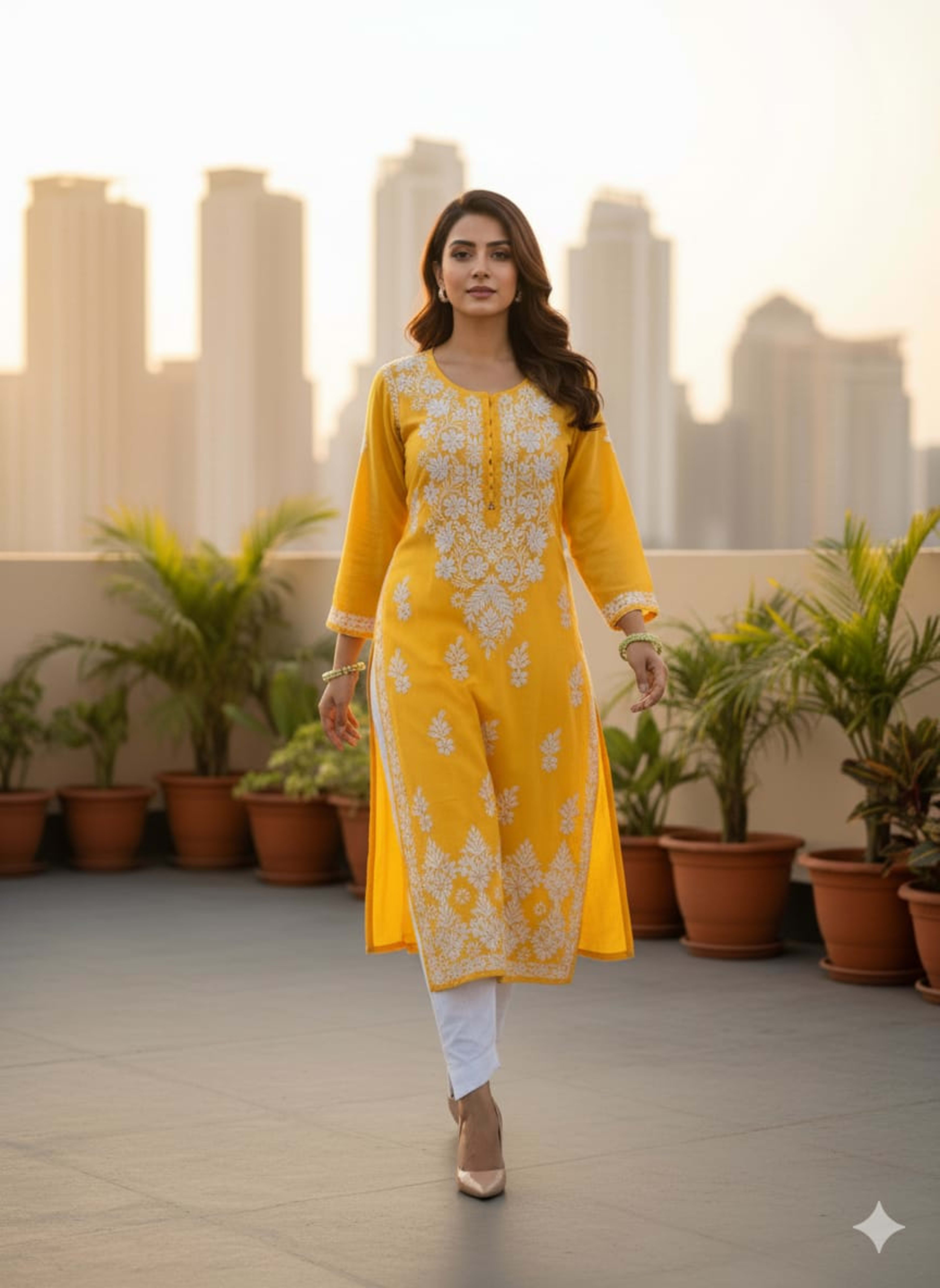 ZUBAIDA CHIKAN KURTI Lucknowi Chikankari - Full view 3