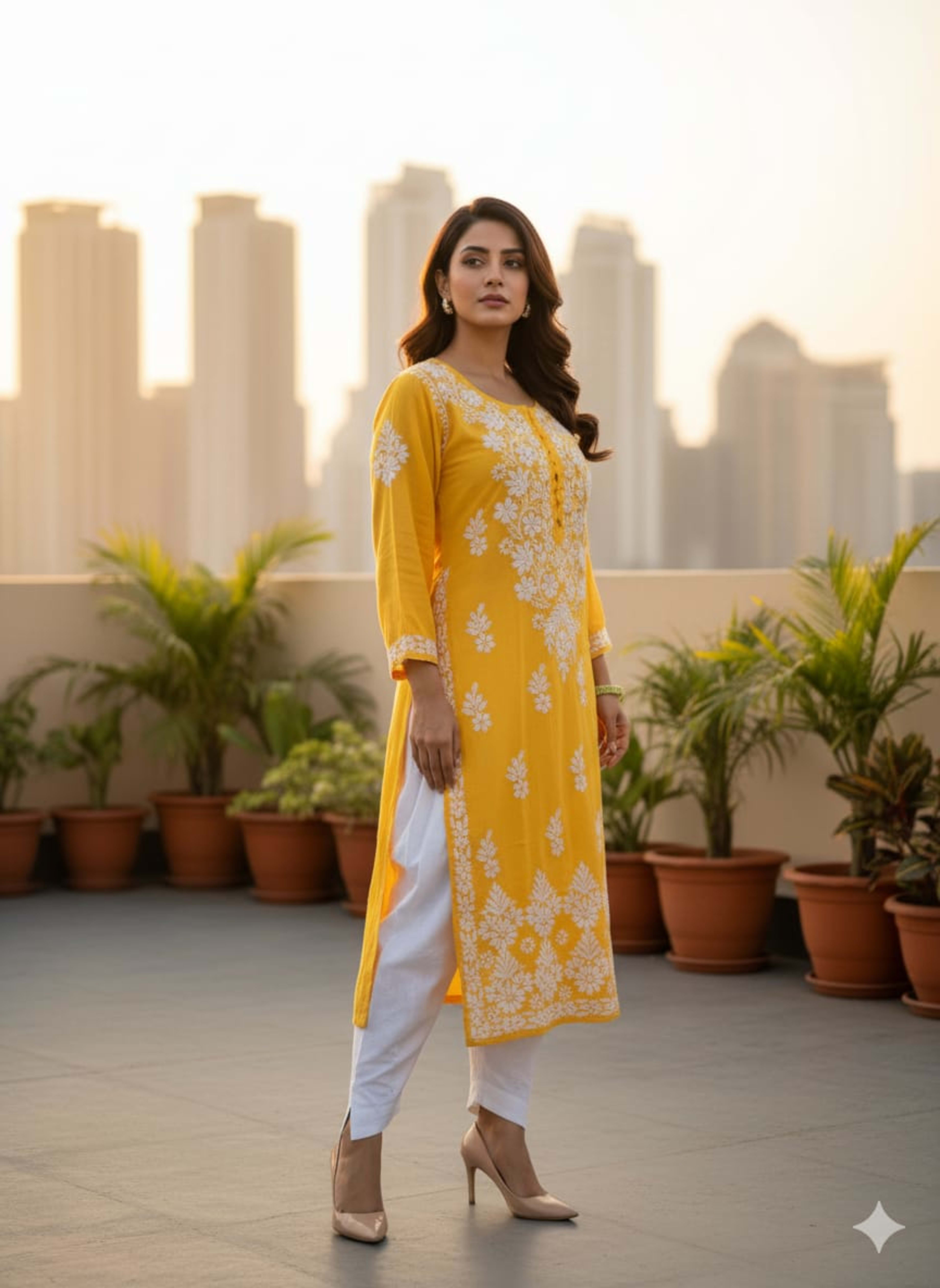 ZUBAIDA CHIKAN KURTI Lucknowi Chikankari - Full view 4