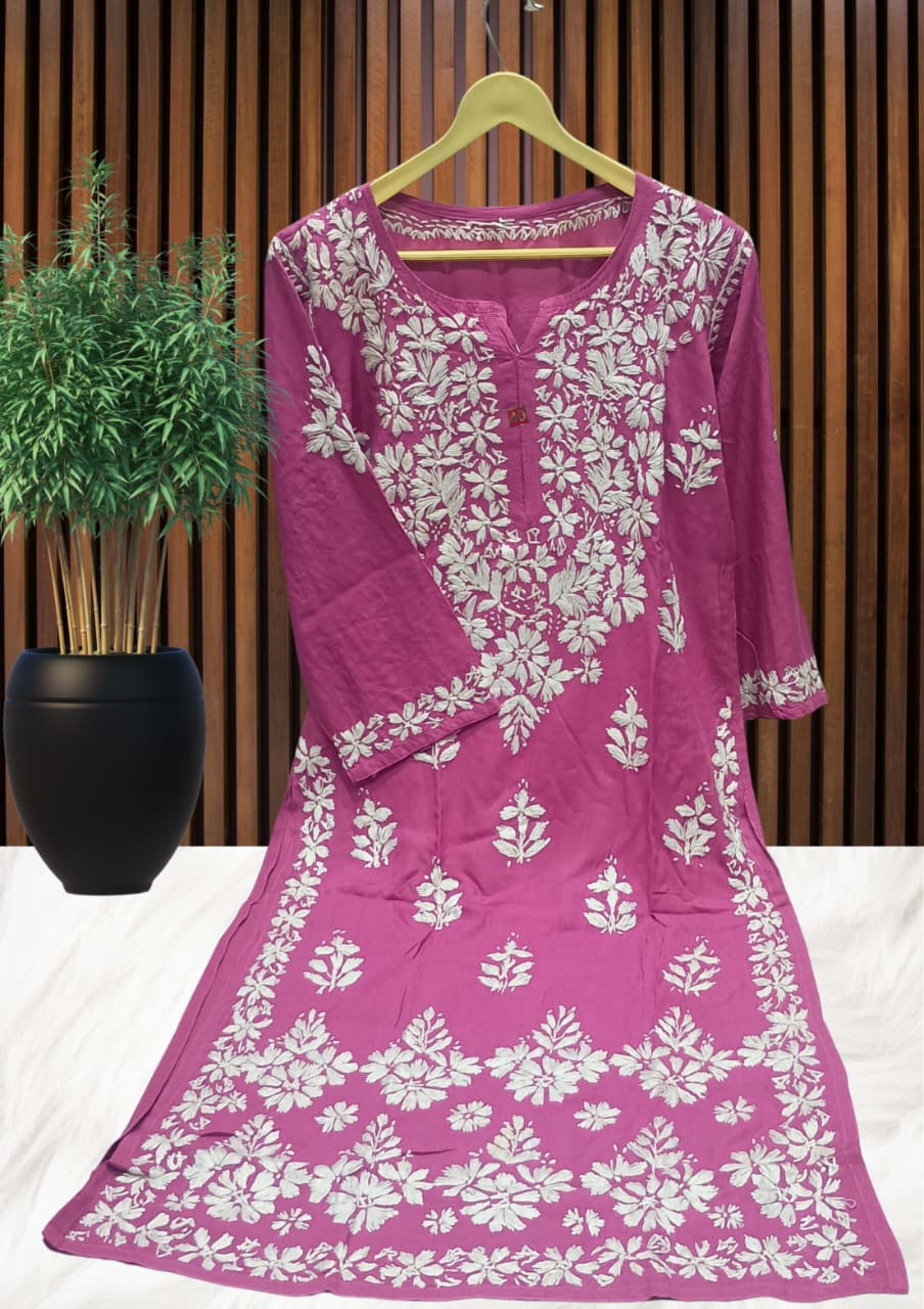 ZUBAIDA CHIKAN KURTI Lucknowi Chikankari - Full view 7