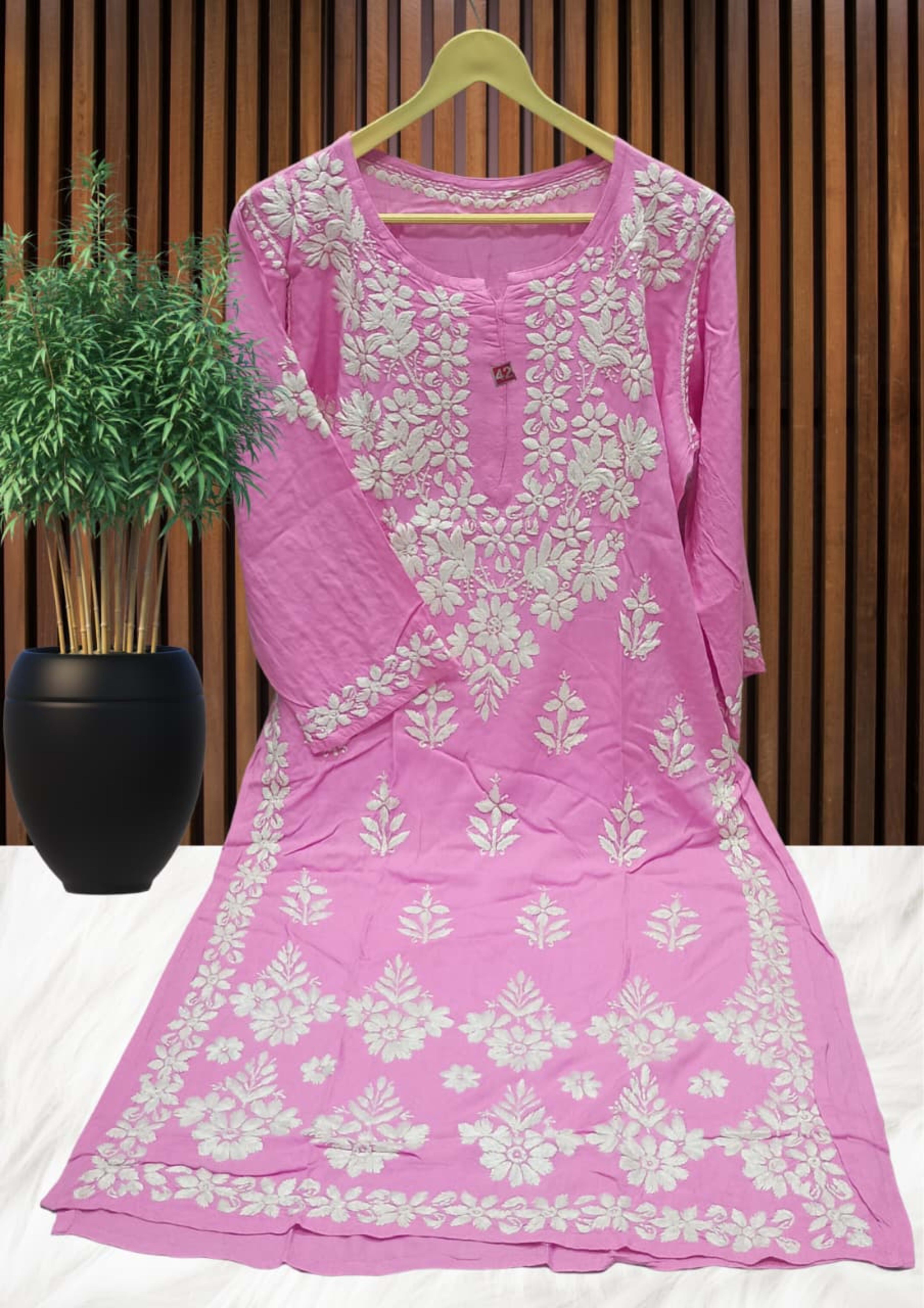 ZUBAIDA CHIKAN KURTI Lucknowi Chikankari - Full view 8