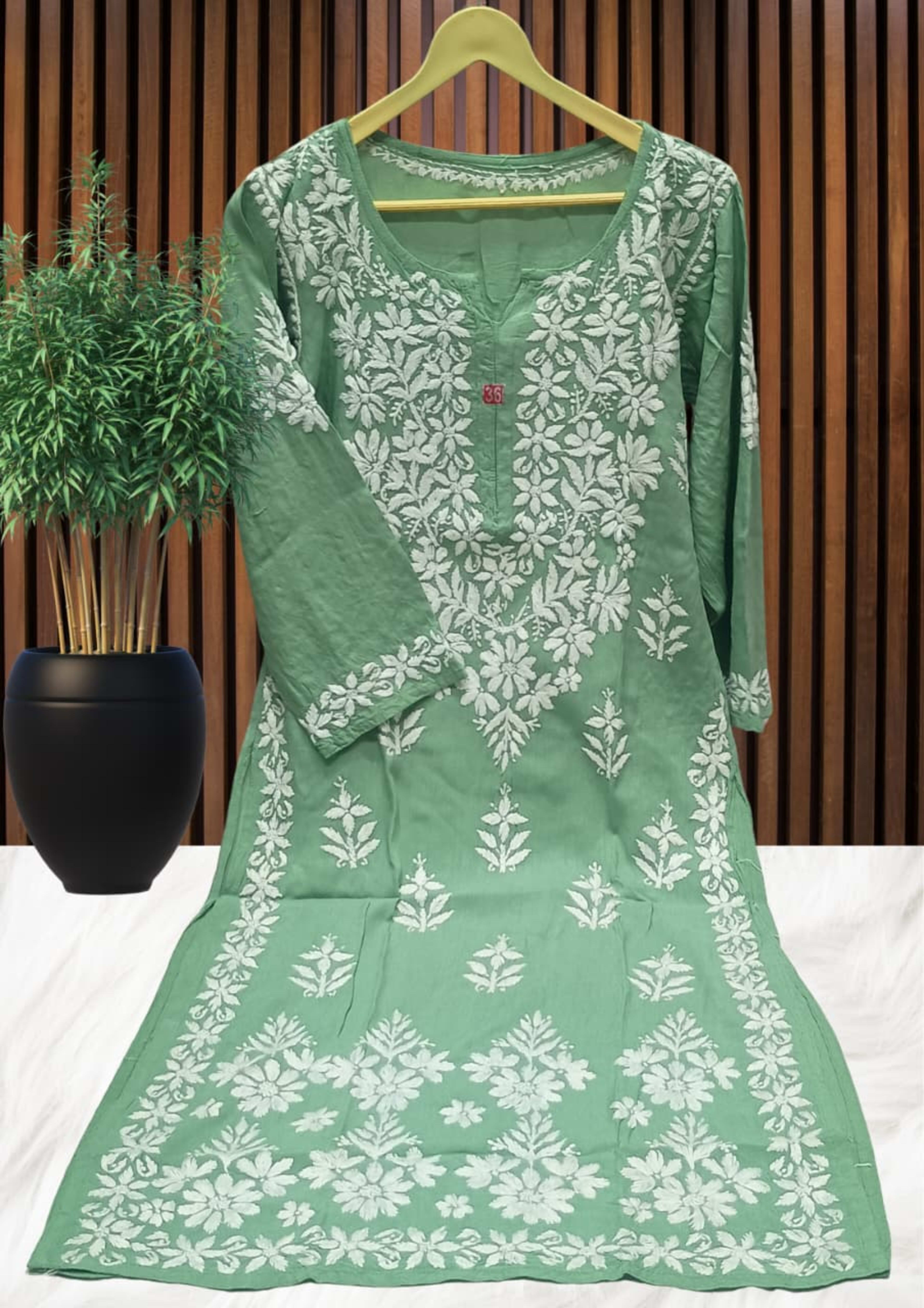 ZUBAIDA CHIKAN KURTI Lucknowi Chikankari - Full view 10