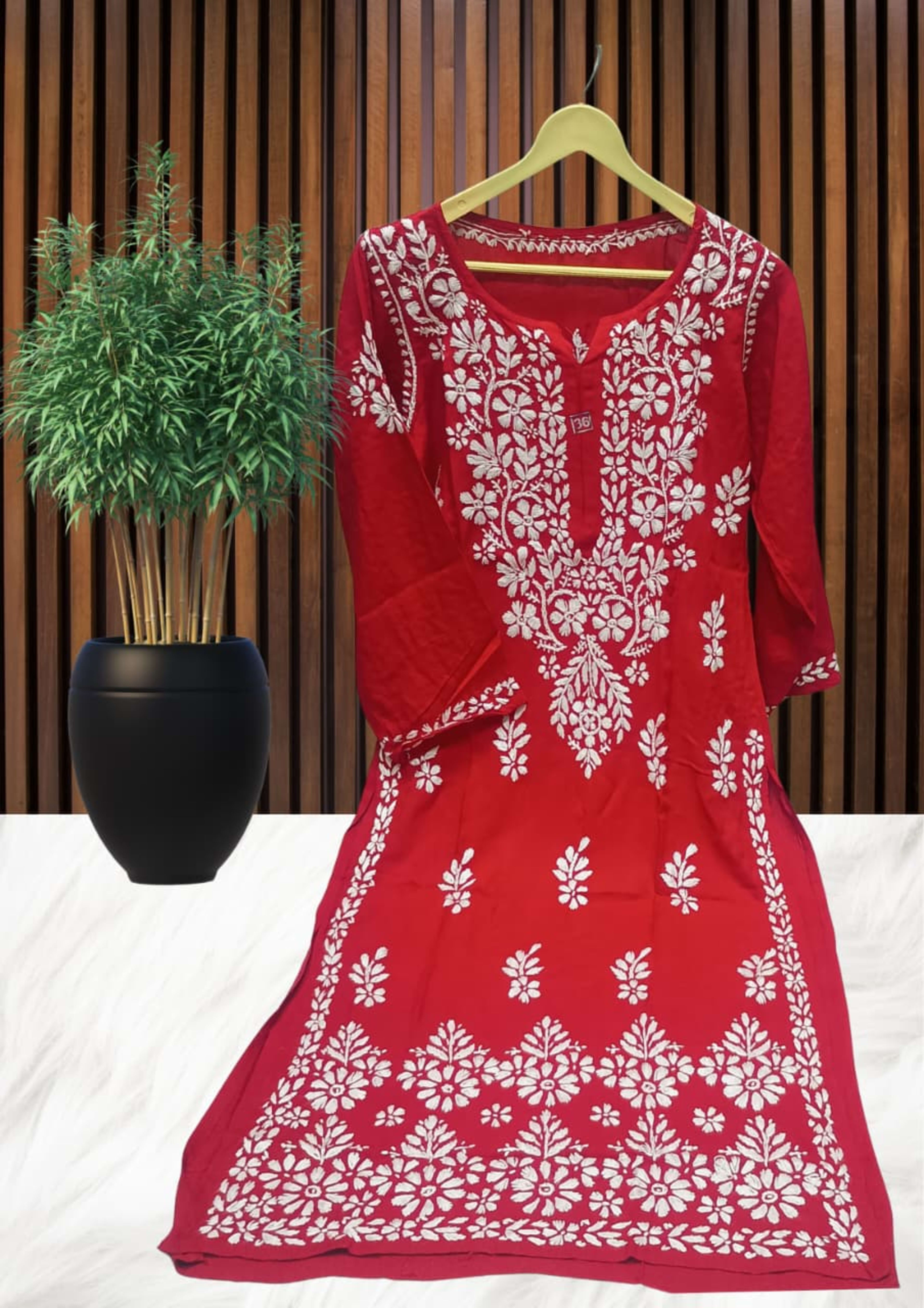 ZUBAIDA CHIKAN KURTI Lucknowi Chikankari - Full view 12