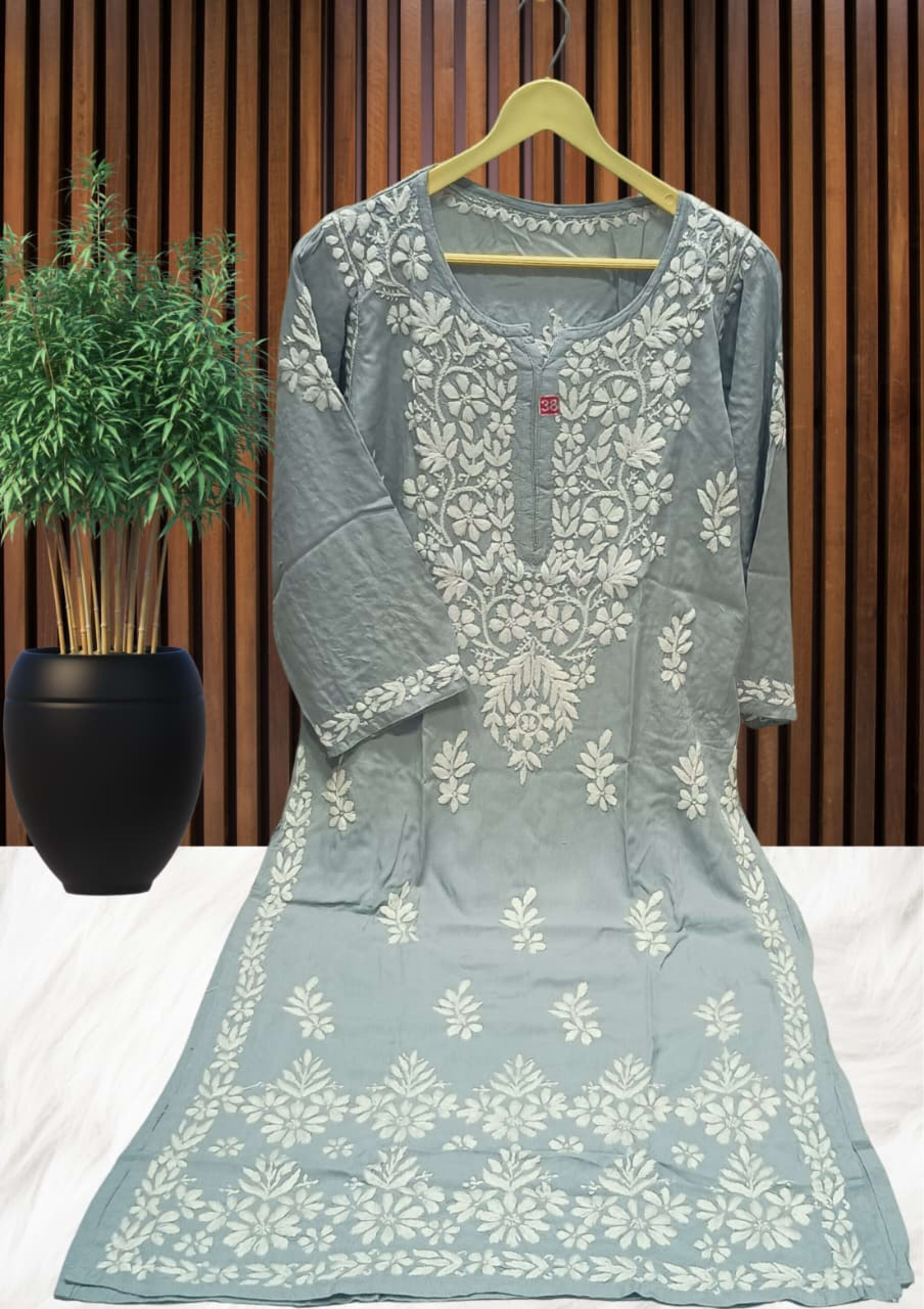 ZUBAIDA CHIKAN KURTI Lucknowi Chikankari - Full view 14