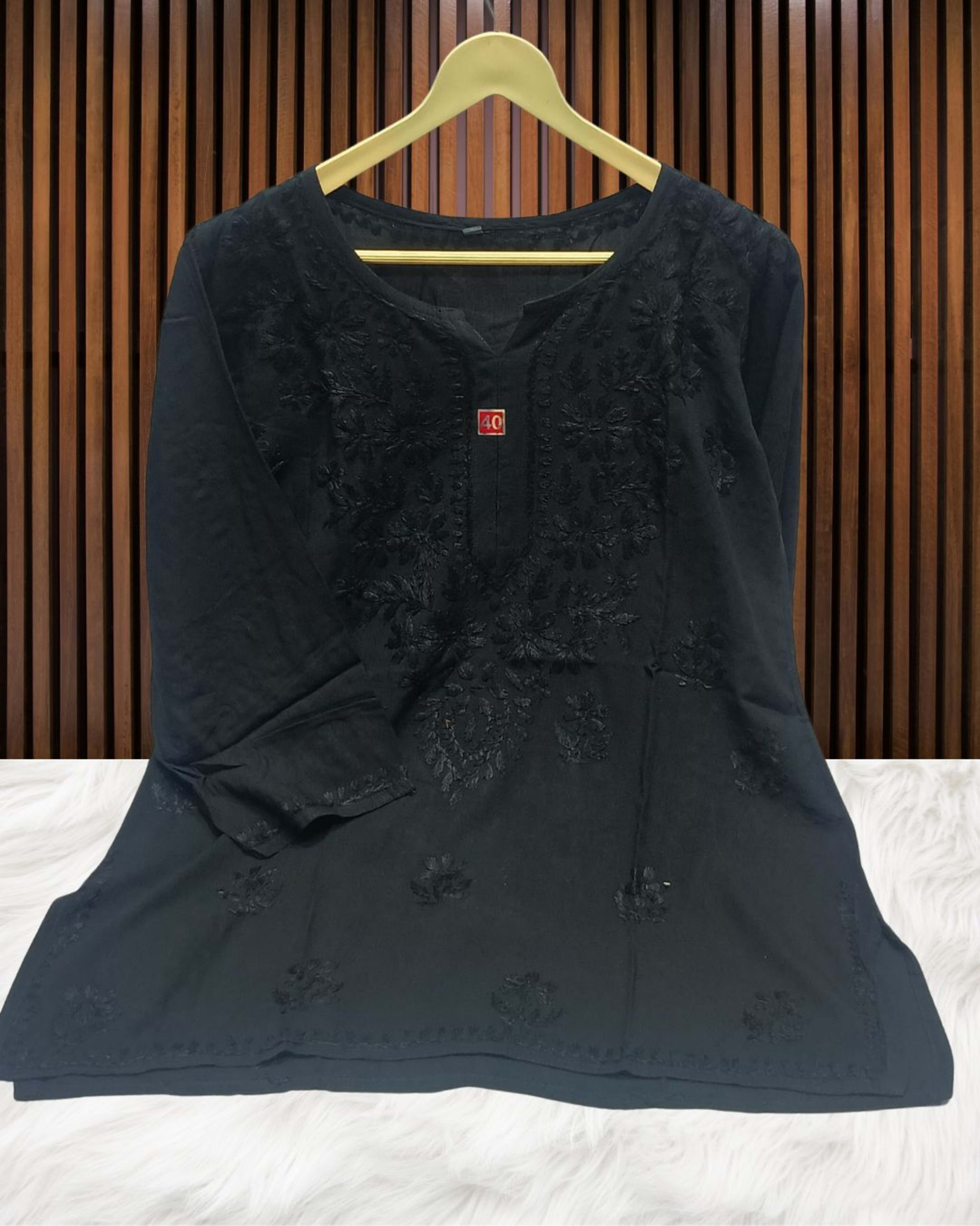 Lucknowi Handwork Short Chikankari Kurti  Lucknowi Chikankari - Full view 10