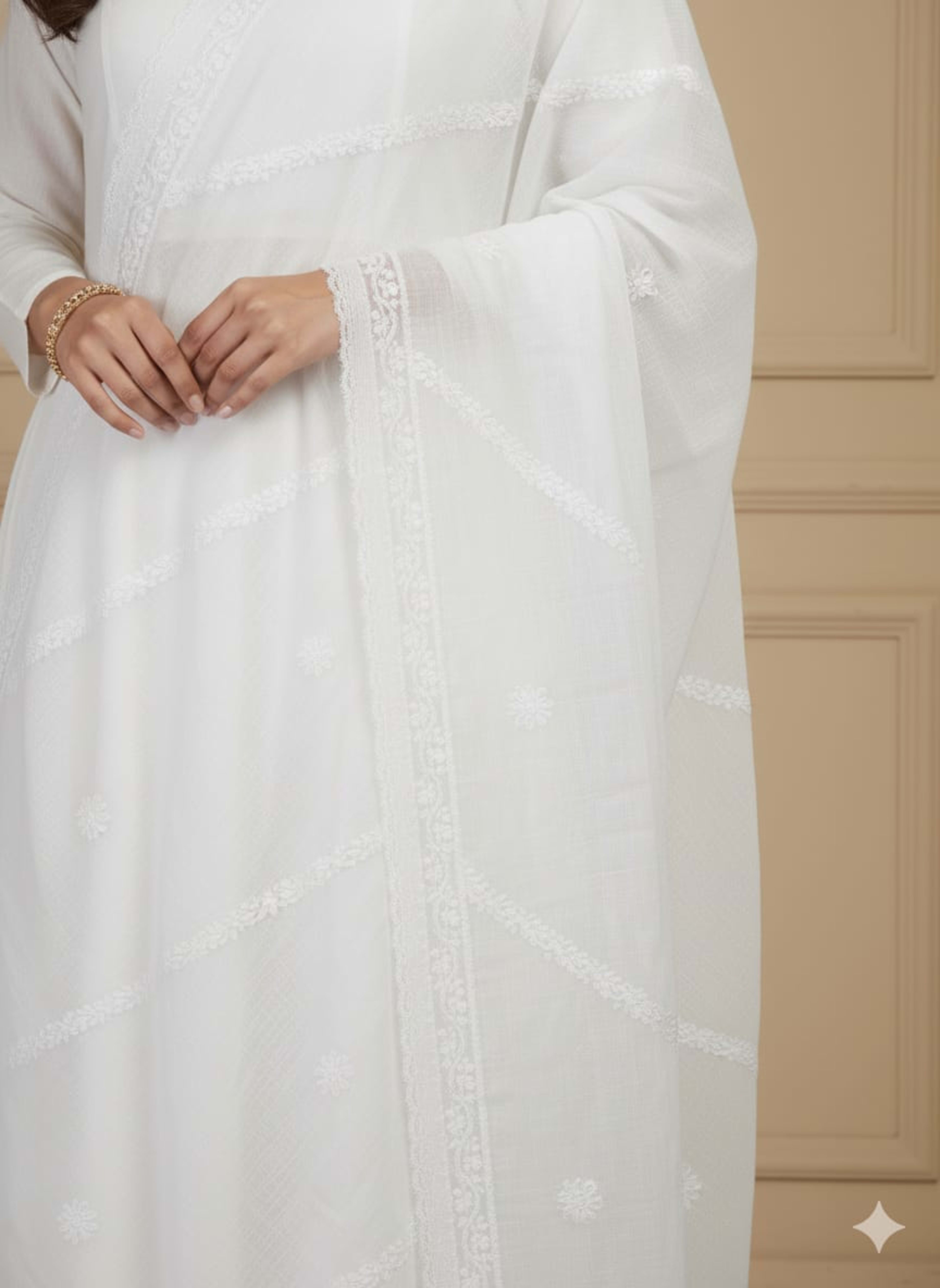 CHIKANKARI Dupatta Collection Lucknowi Chikankari - Full view 3