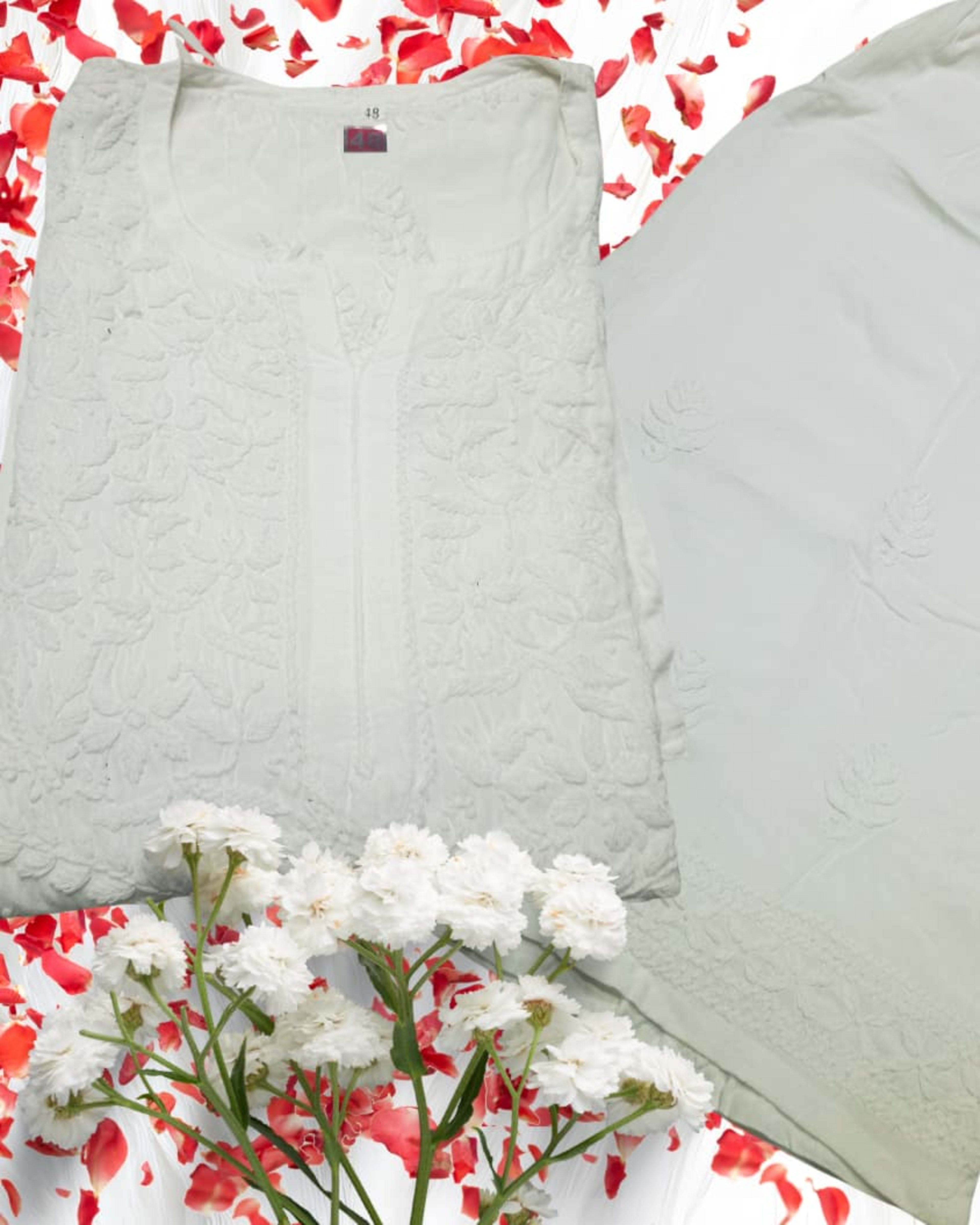 Pure Rayon Lucknowi Chikankari Kurti with Matching Plazzo – Handcrafted Artistry from Lucknow Lucknowi Chikankari - Full view 4