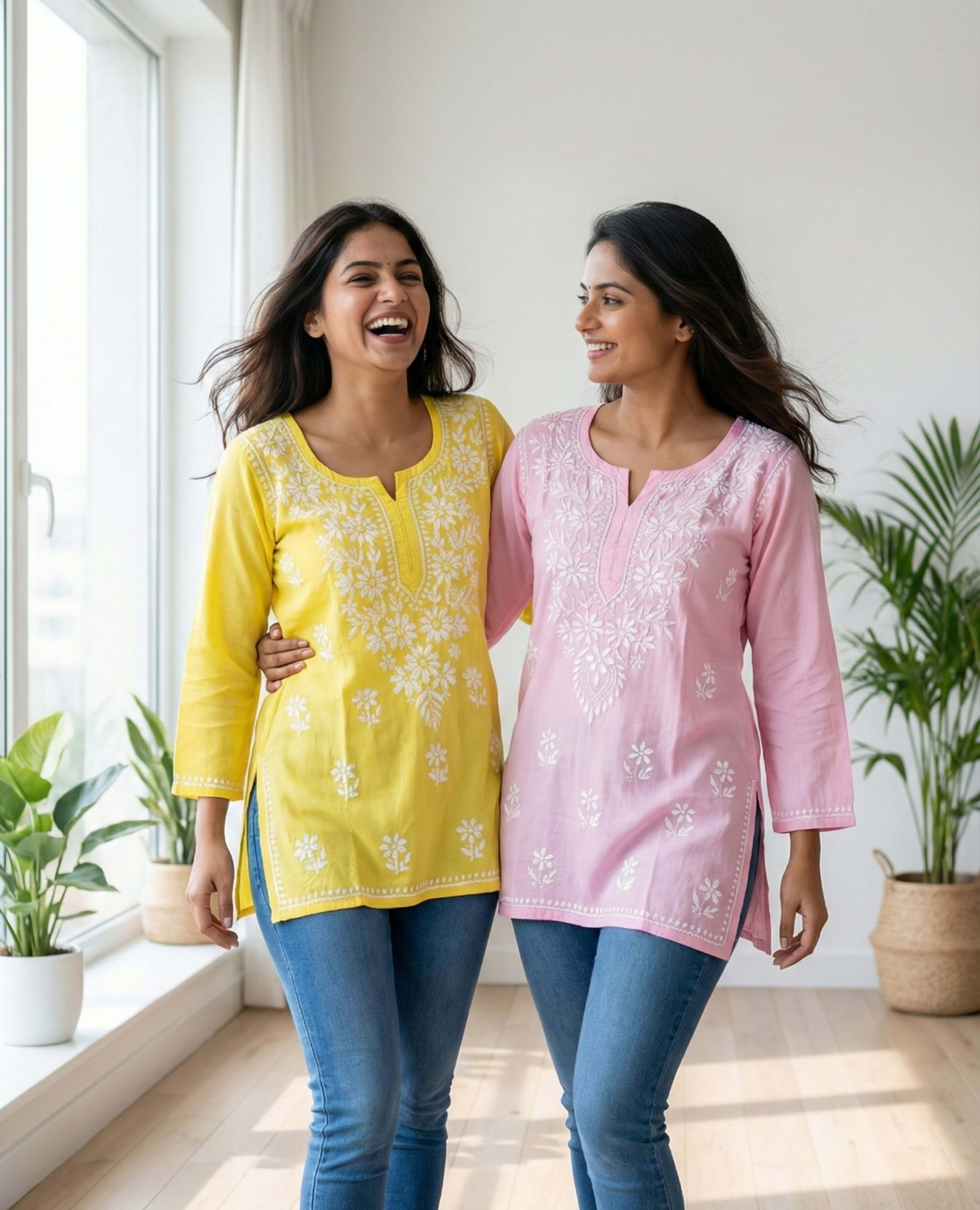 Authentic Lucknowi Handwork Chikankari Short Kurti - Premium Rayon (18+ Colors) - Authentic Lucknowi Chikankari - Pairahan Chikan