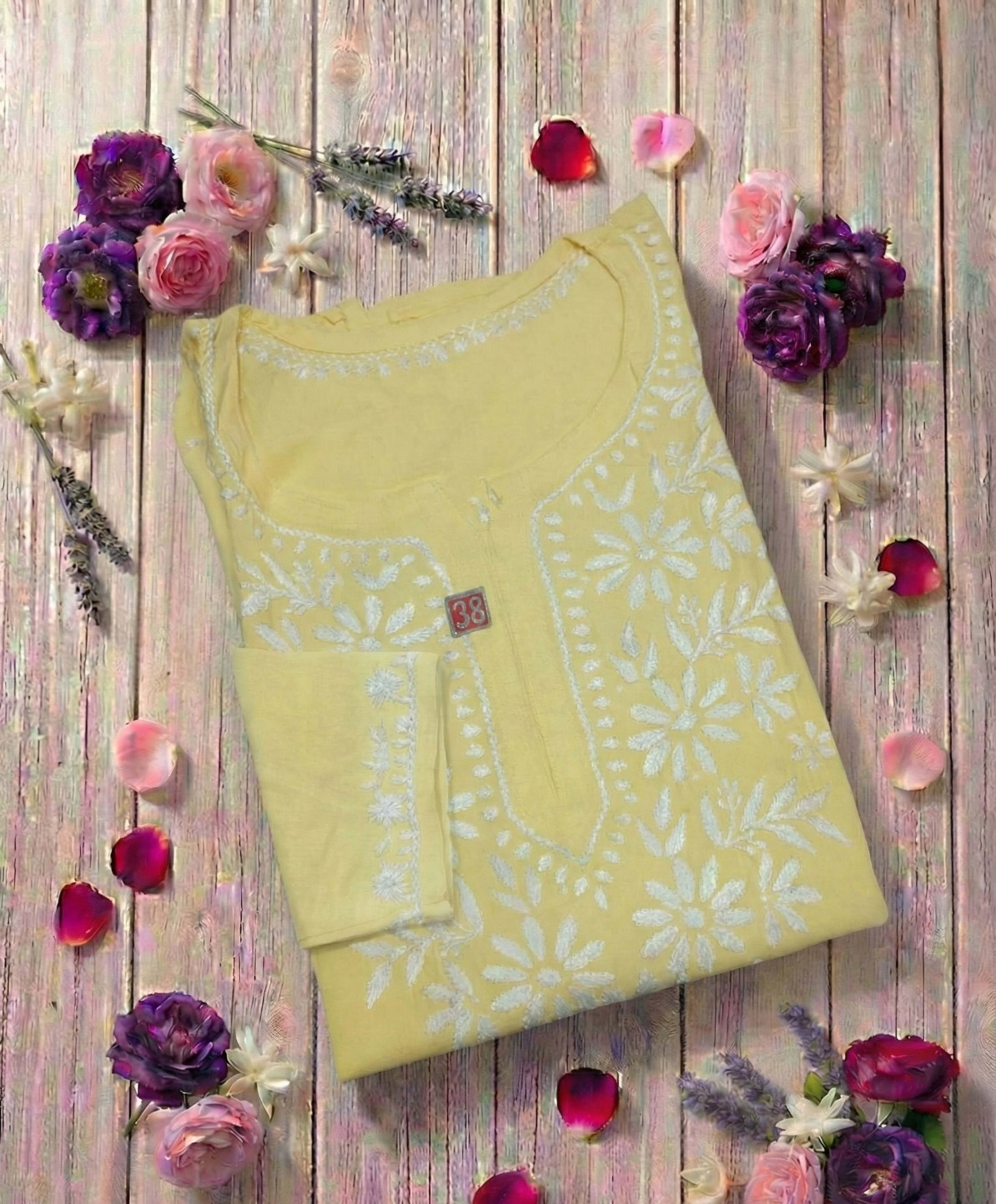 Authentic Lucknowi Handwork Chikankari Short Kurti - Premium Rayon (18+ Colors) Lucknowi Chikankari - Full view 12