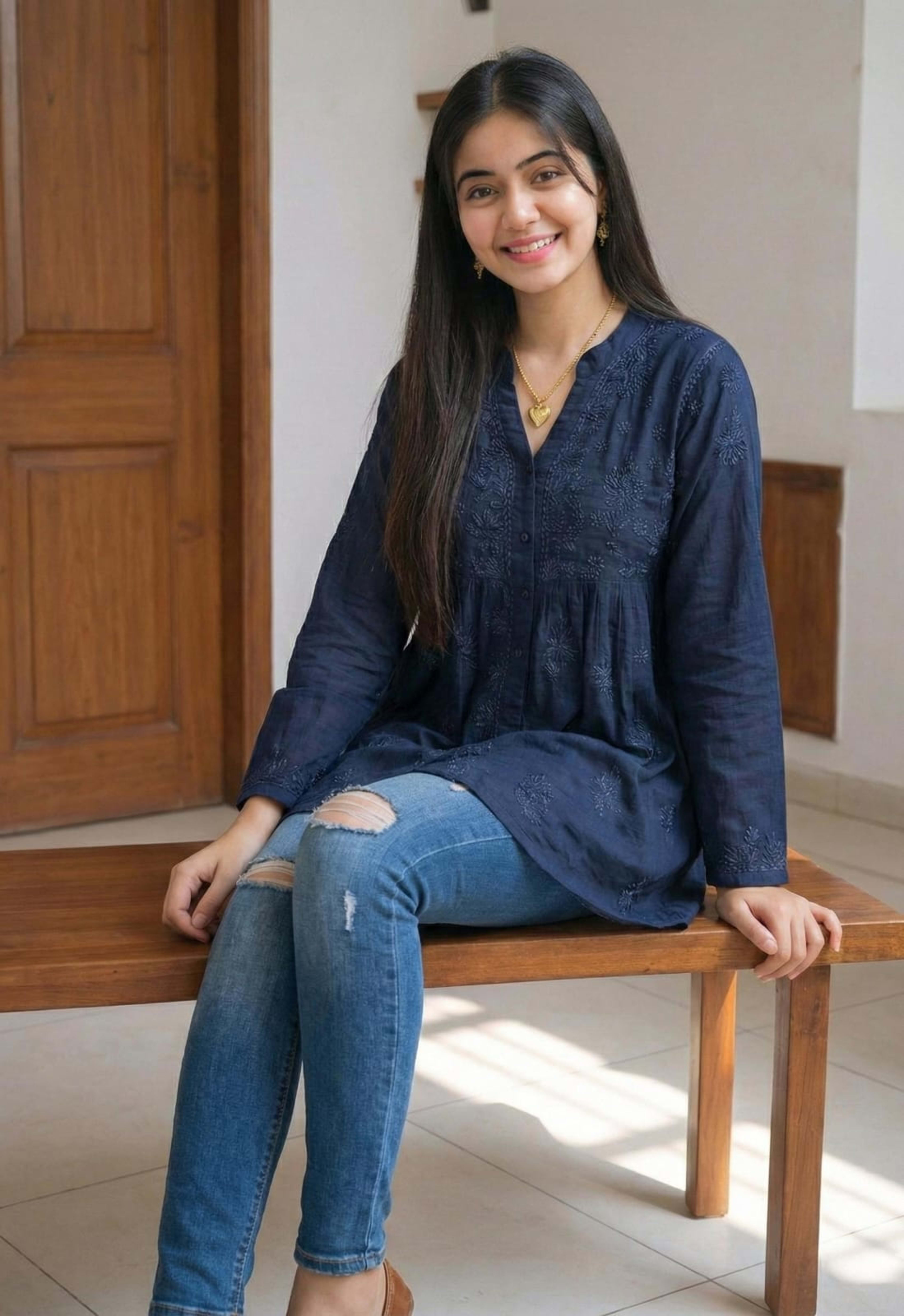 Premium Lucknowi Chikankari Short Anarkali (16kg Heavy Rayon) Lucknowi Chikankari - Full view 2