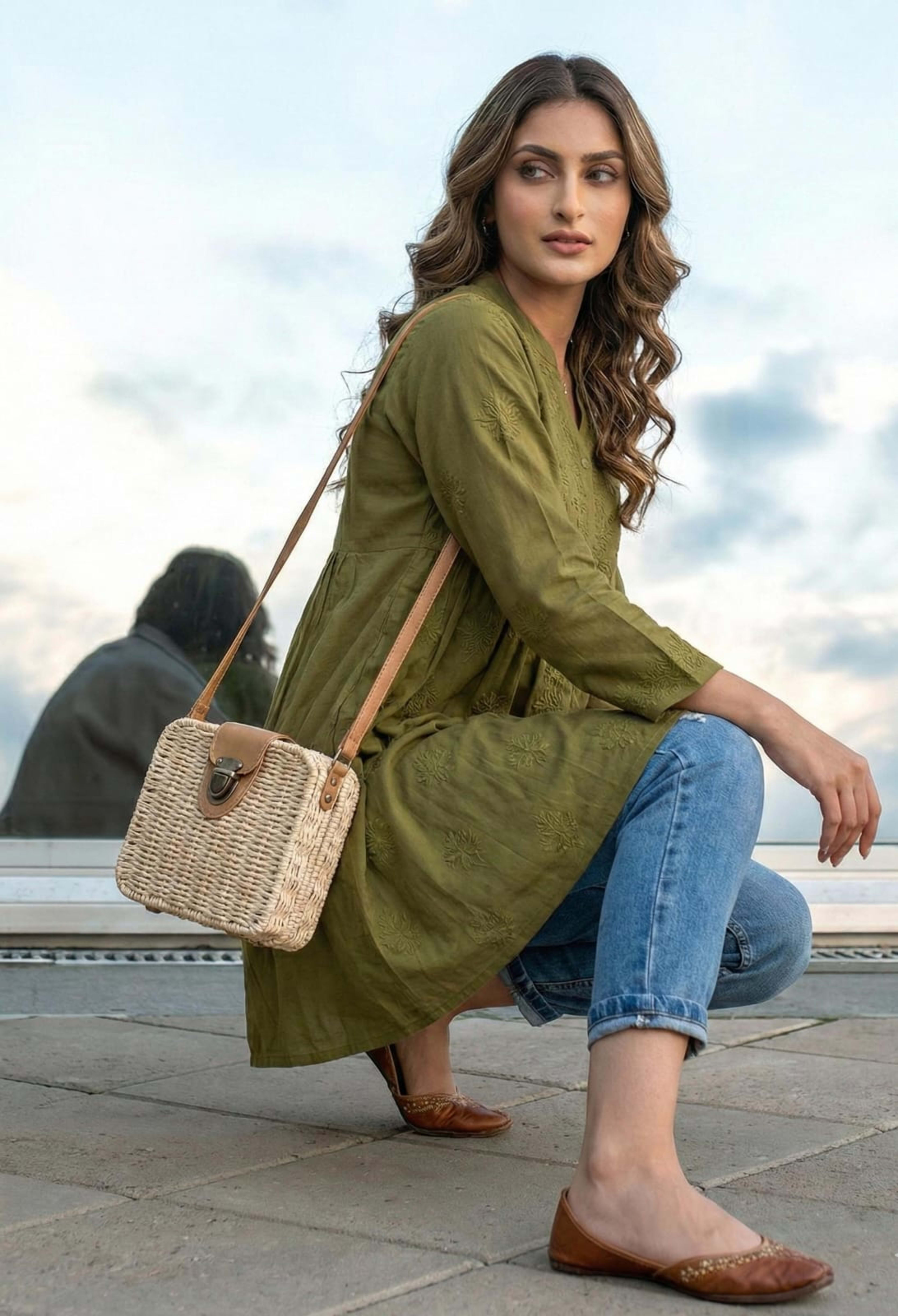 Premium Lucknowi Chikankari Short Anarkali (16kg Heavy Rayon) Lucknowi Chikankari - Full view 4