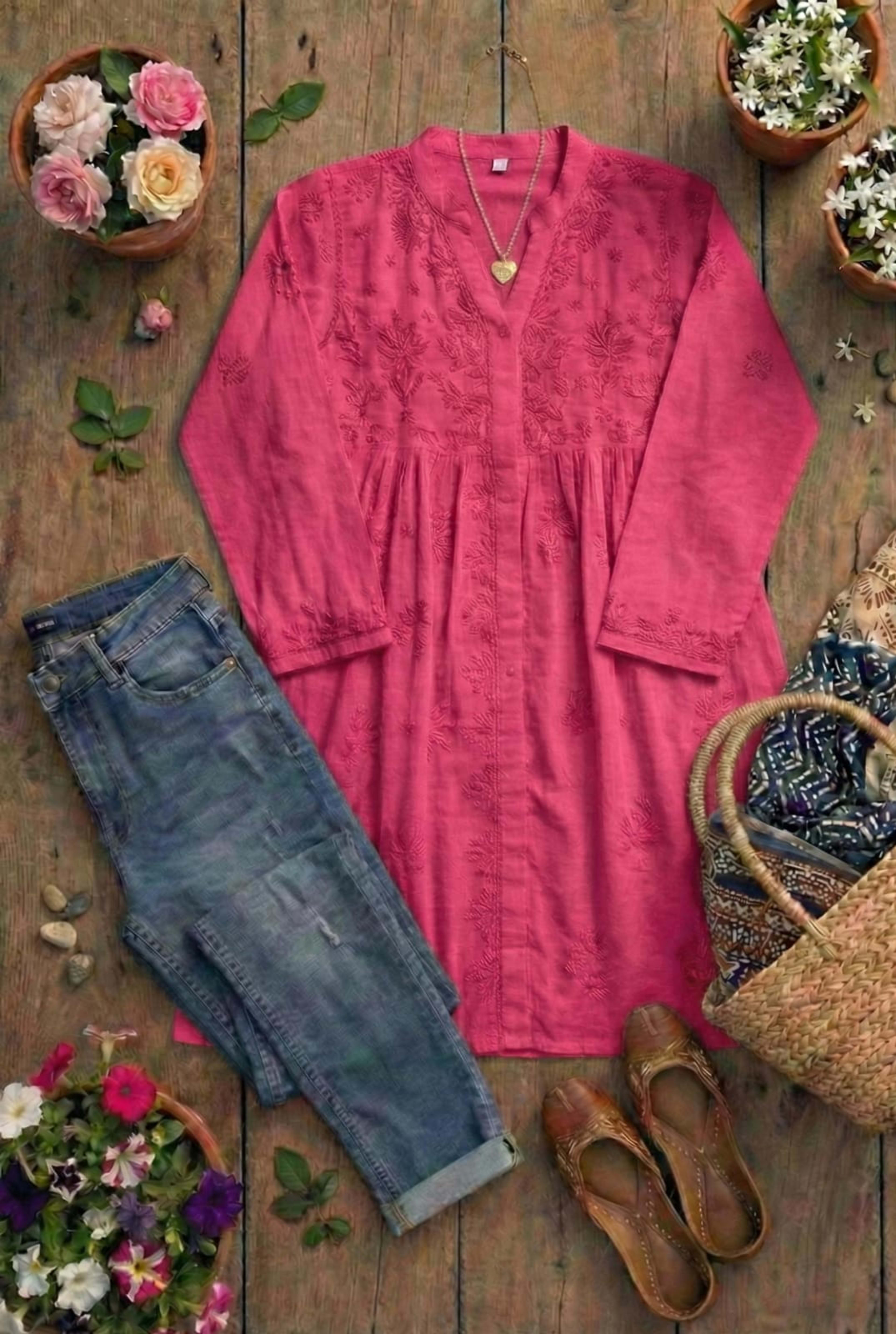 Premium Lucknowi Chikankari Short Anarkali (16kg Heavy Rayon) Lucknowi Chikankari - Full view 10