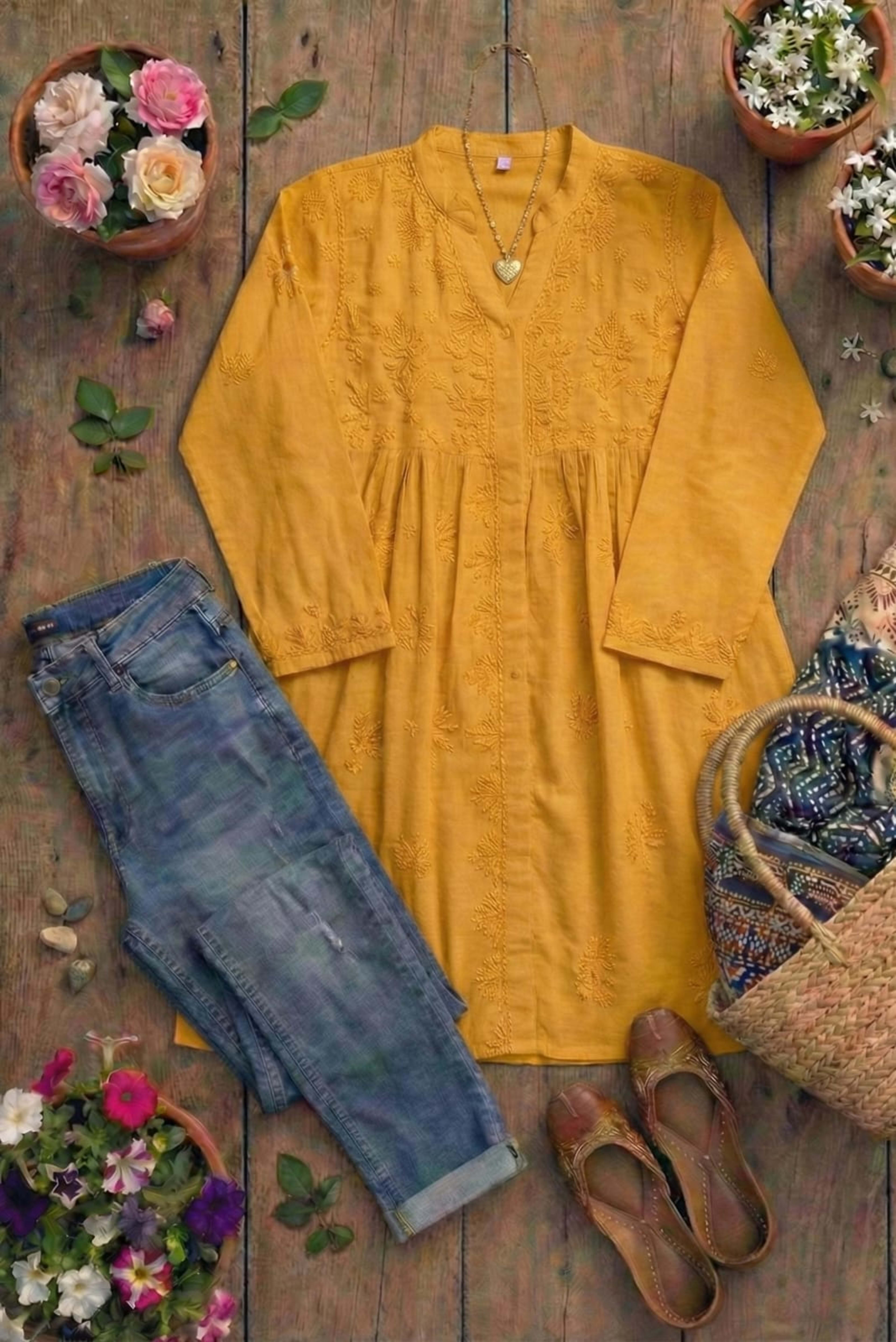 Premium Lucknowi Chikankari Short Anarkali (16kg Heavy Rayon) Lucknowi Chikankari - Full view 11