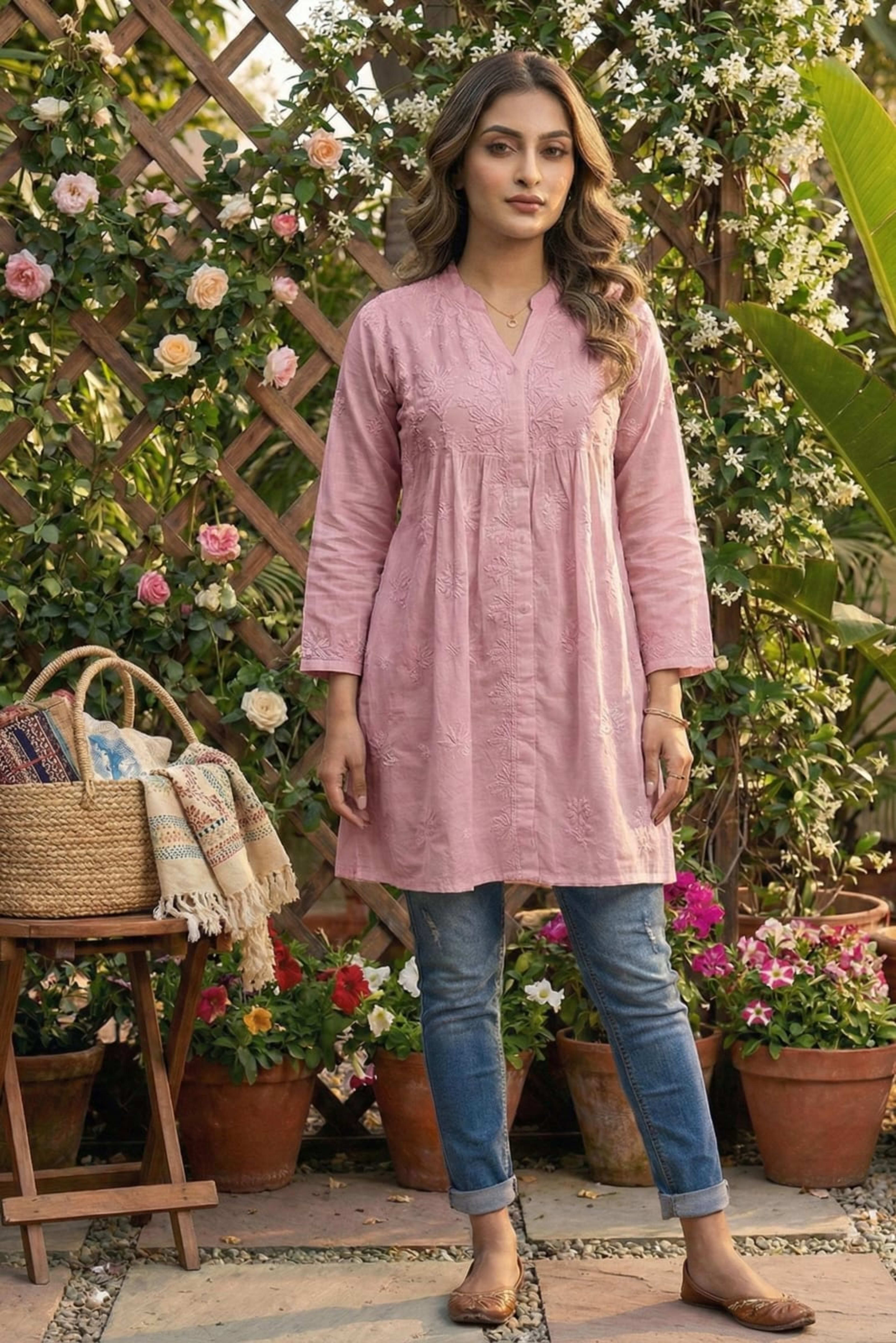 Premium Lucknowi Chikankari Short Anarkali (16kg Heavy Rayon) Lucknowi Chikankari - Full view 20