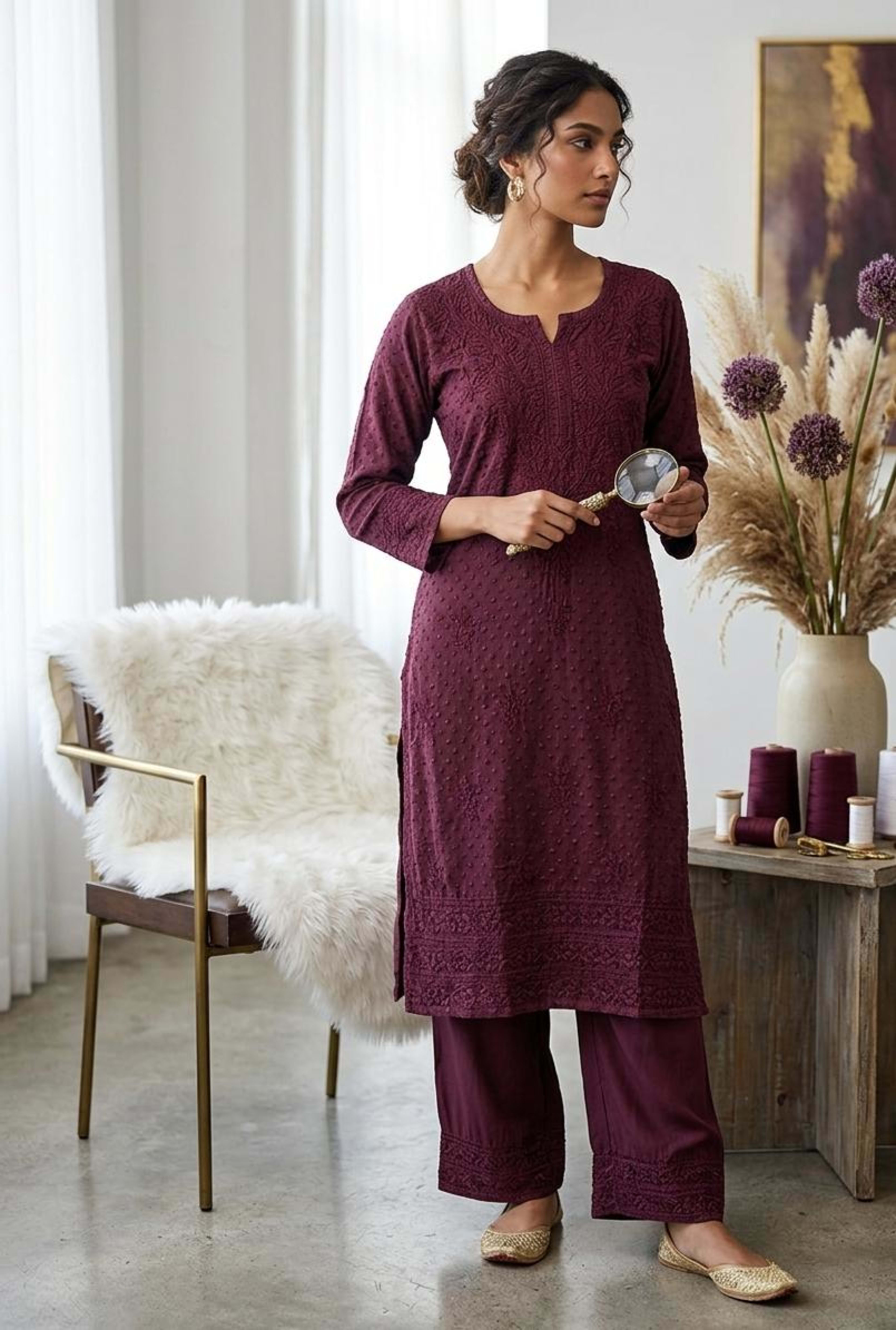 Nawabi Numa – Tone on Tone Chikankari Set - Authentic Lucknowi Chikankari