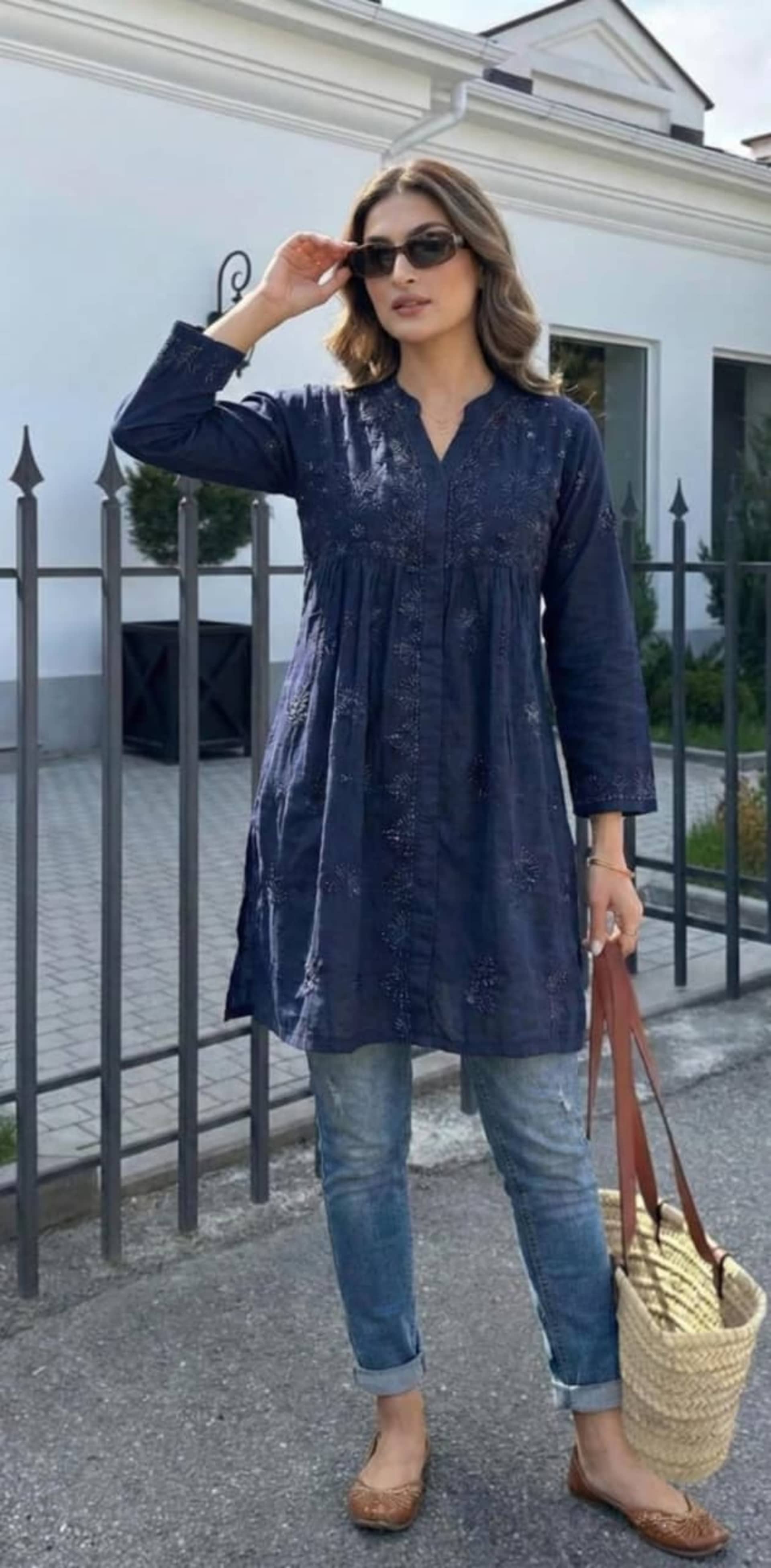 Premium Lucknowi Chikankari Short Anarkali (16kg Heavy Rayon) - Authentic Lucknowi Chikankari