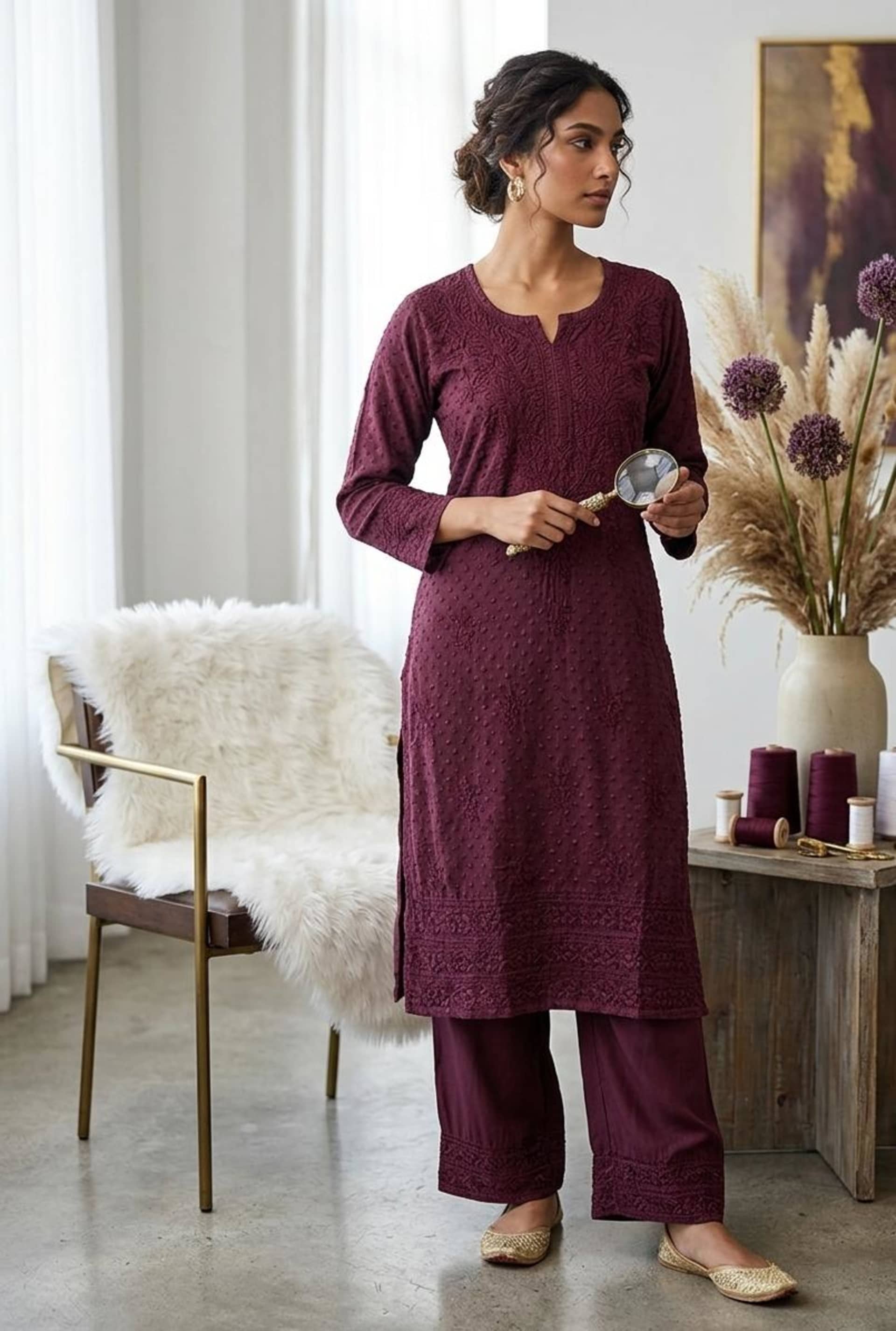 Nawabi Numa – Tone on Tone Chikankari Set - Authentic Lucknowi Chikankari