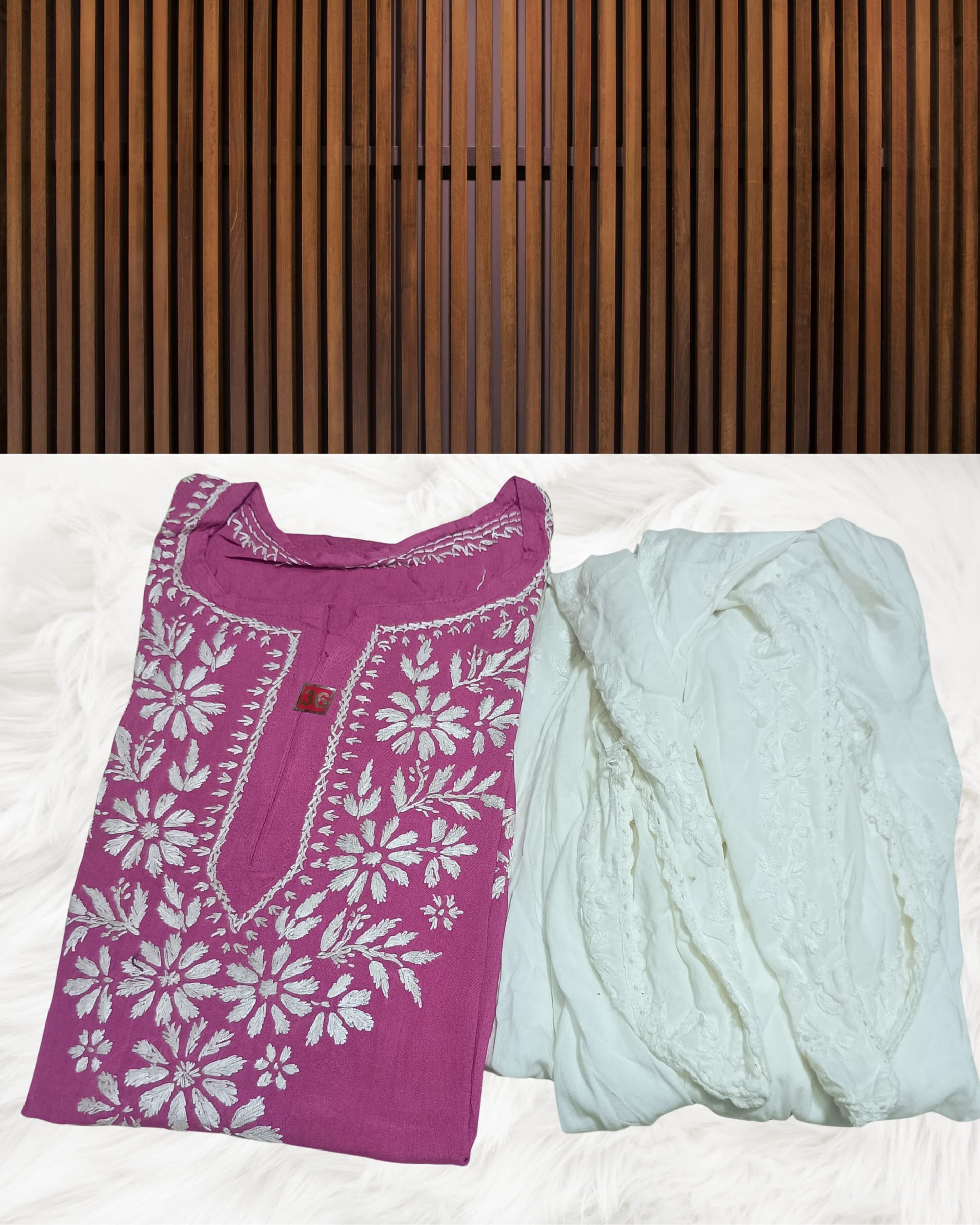 RUBINA DHOTI SET Lucknowi Chikankari - Full view 11
