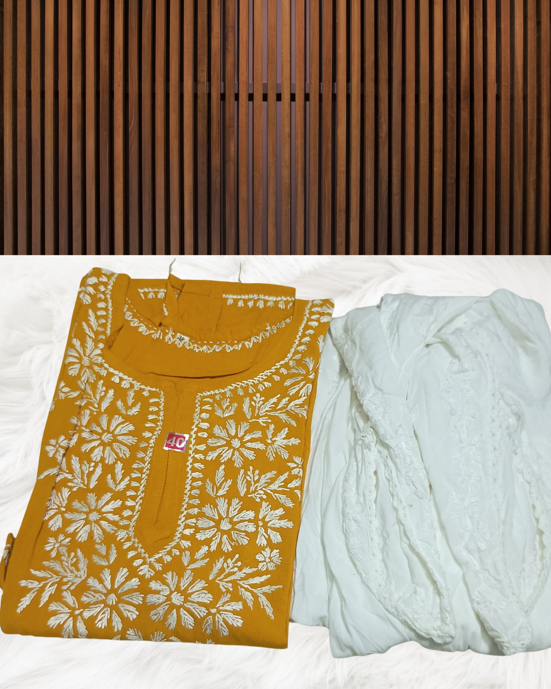 RUBINA DHOTI SET Lucknowi Chikankari - Full view 12