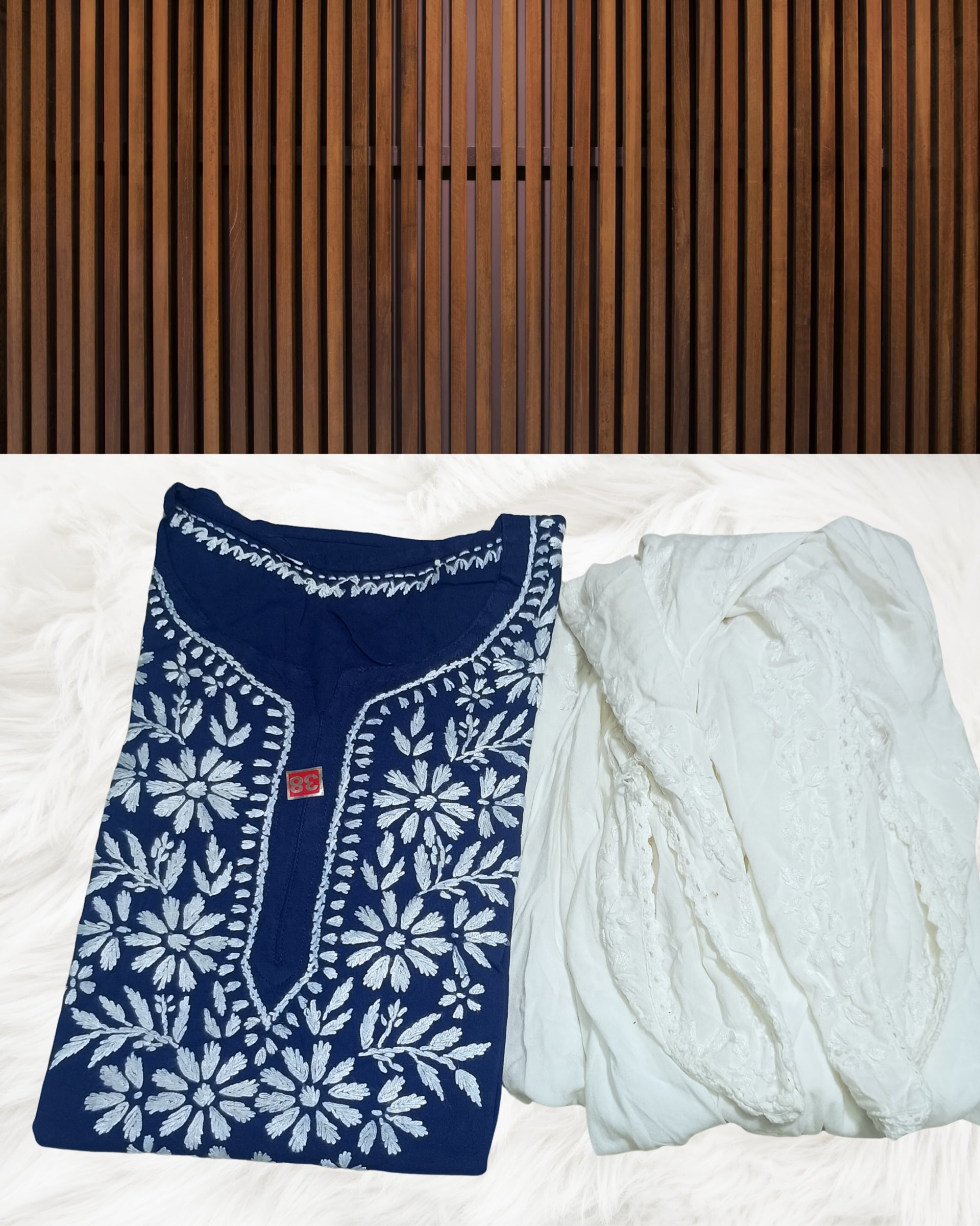RUBINA DHOTI SET Lucknowi Chikankari - Full view 13