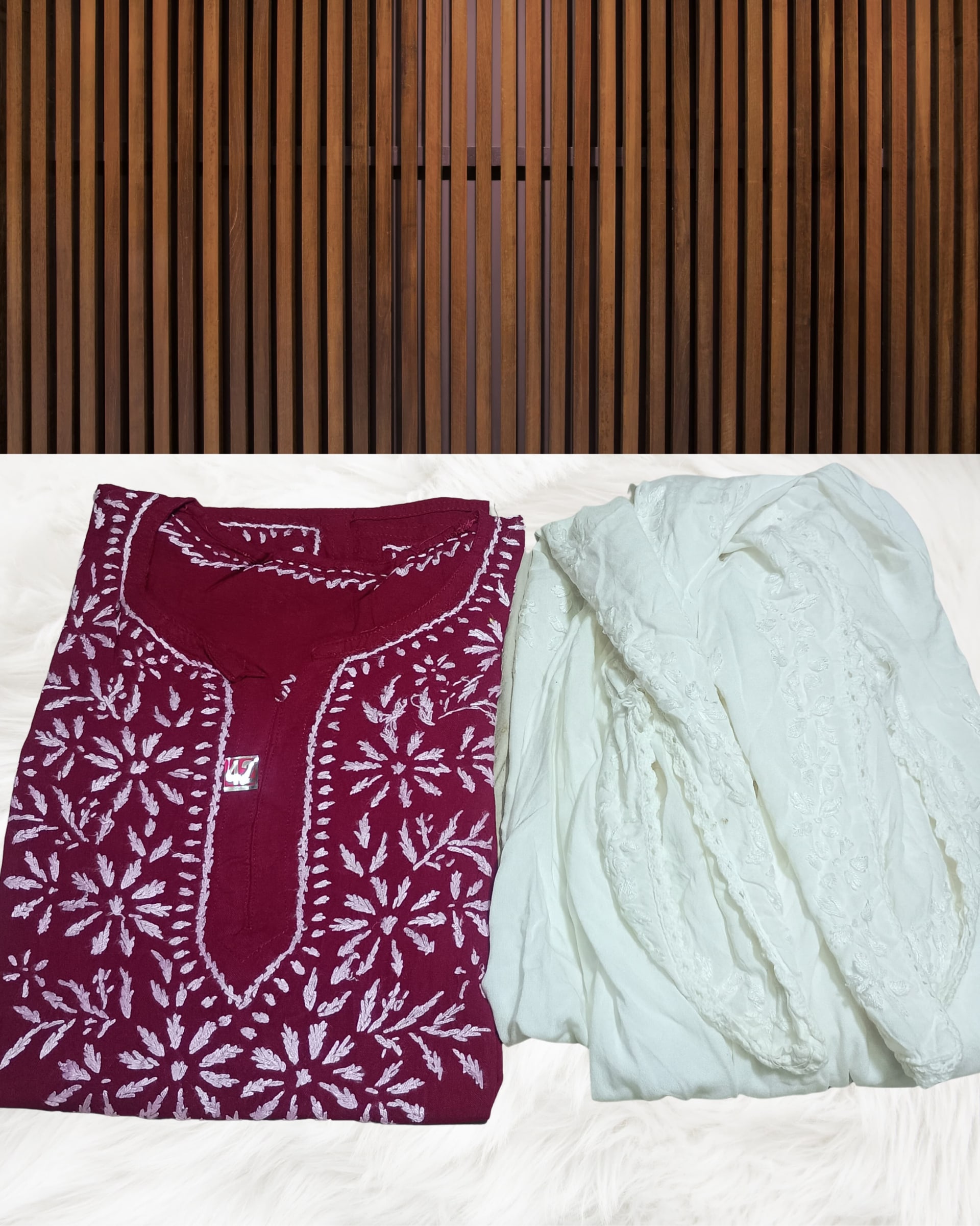 RUBINA DHOTI SET Lucknowi Chikankari - Full view 20