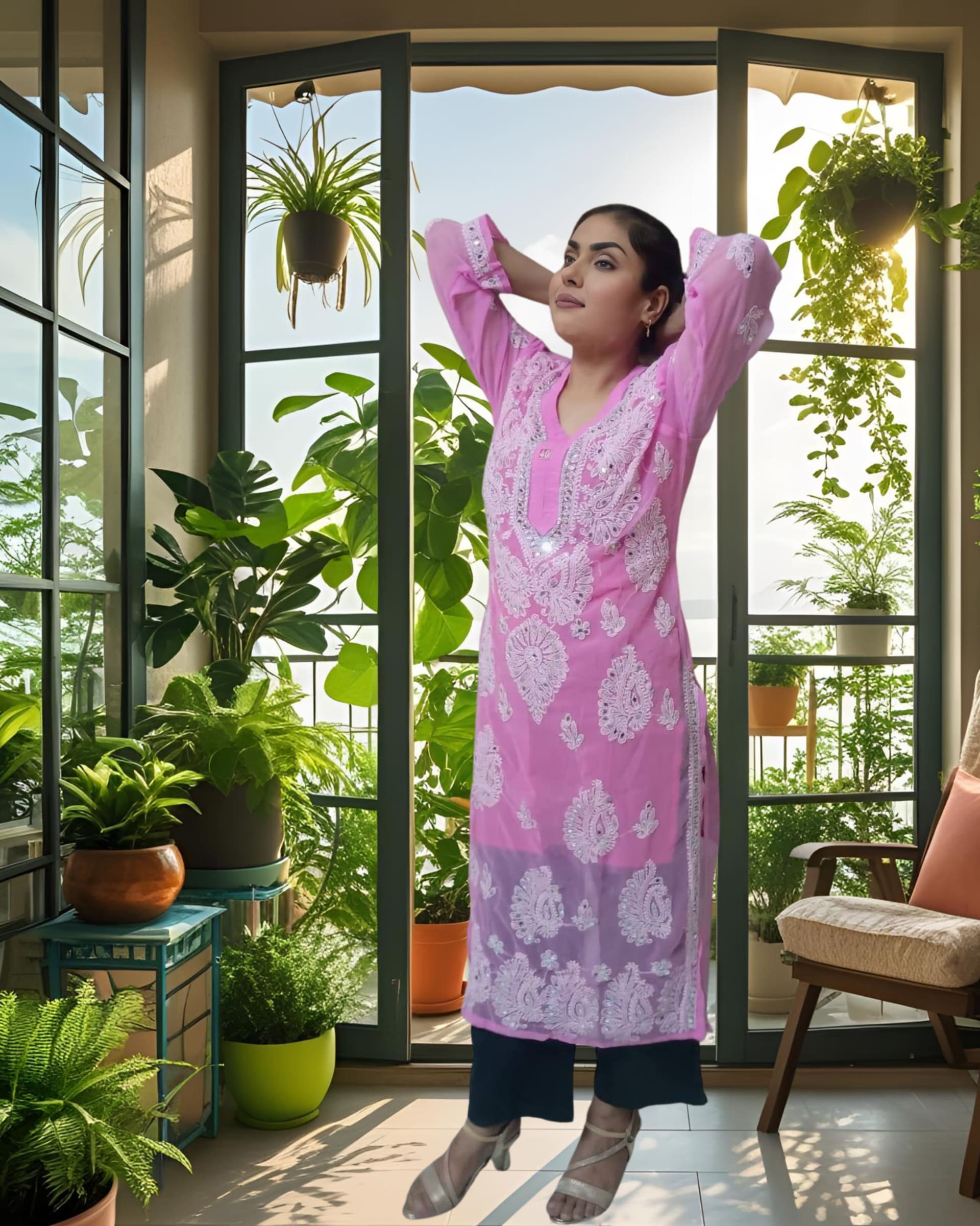 Pairahan Gulzar Kurti Lucknowi Chikankari - Full view 1