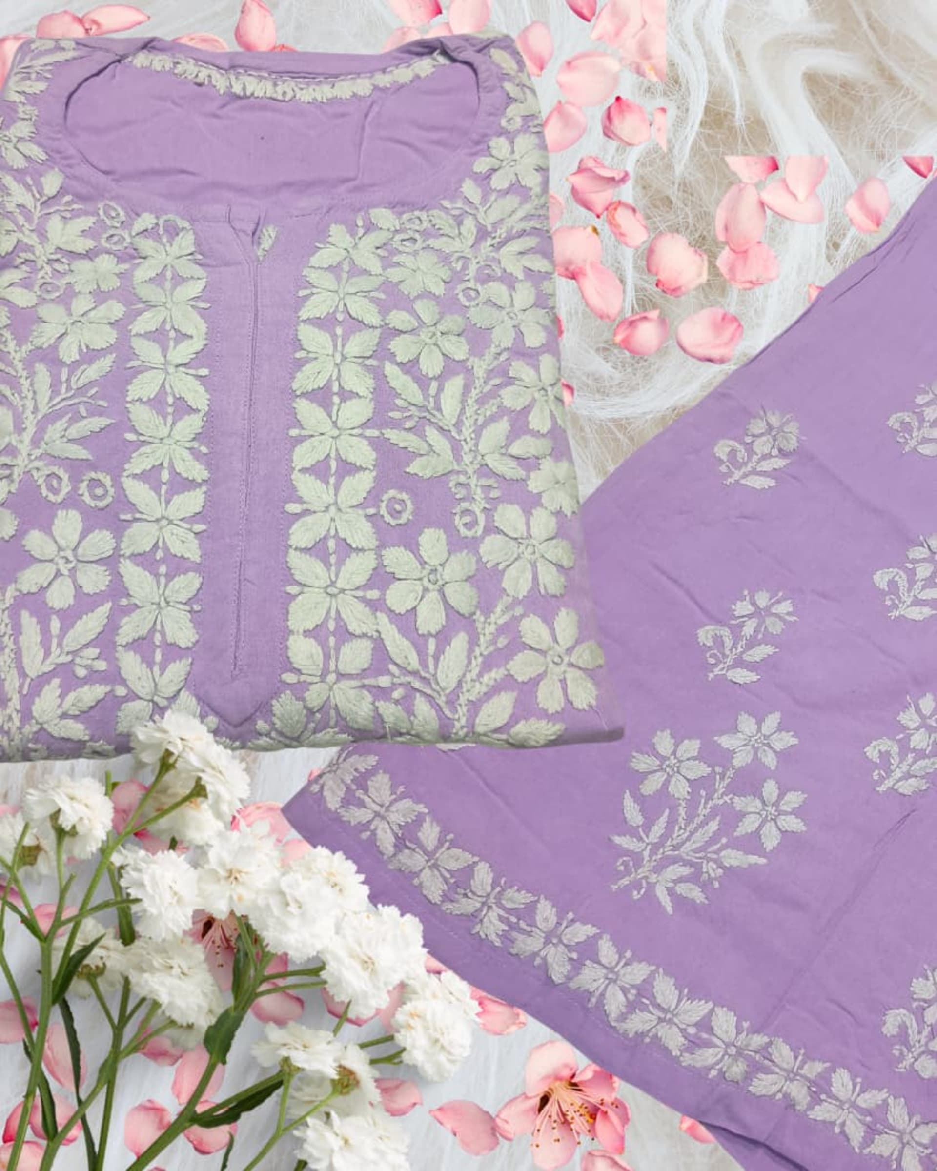 Noorie Plazzo Set Lucknowi Chikankari - Full view 8