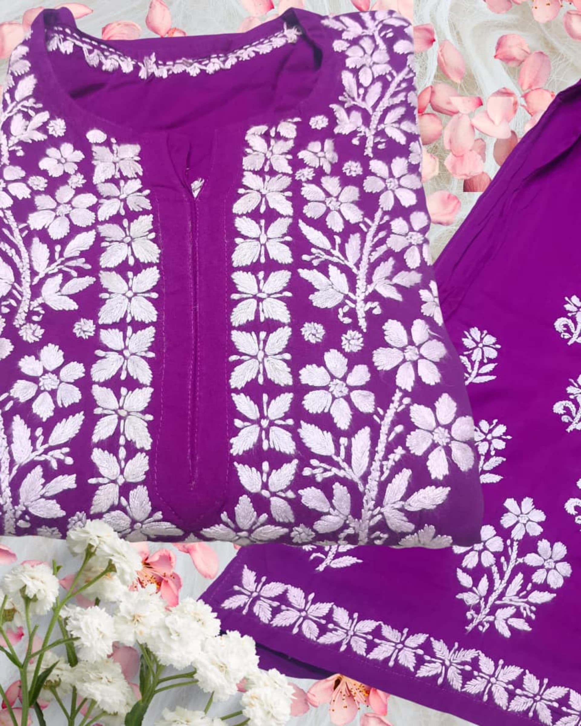 Noorie Plazzo Set Lucknowi Chikankari - Full view 9