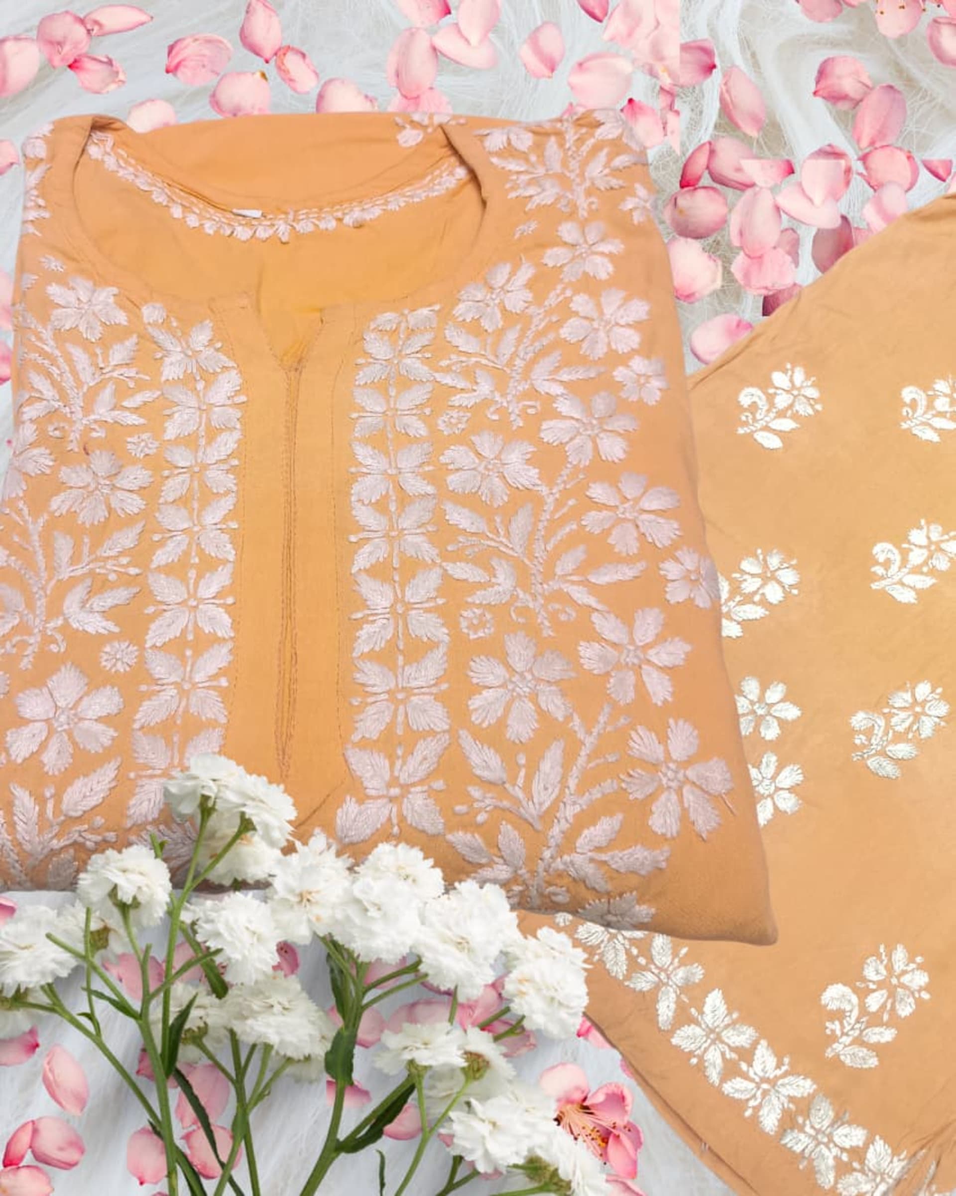 Noorie Plazzo Set Lucknowi Chikankari - Full view 10