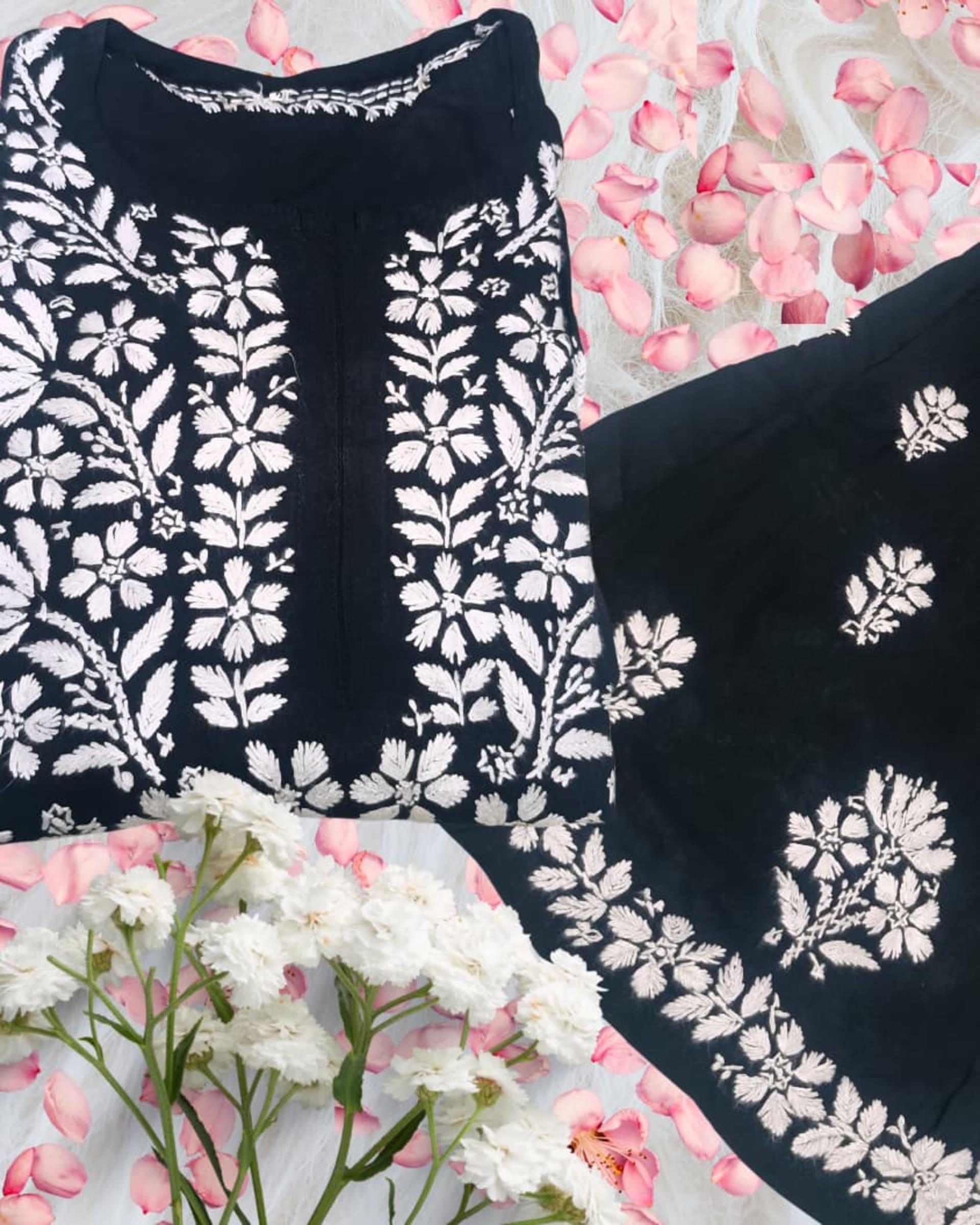 Noorie Plazzo Set Lucknowi Chikankari - Full view 11