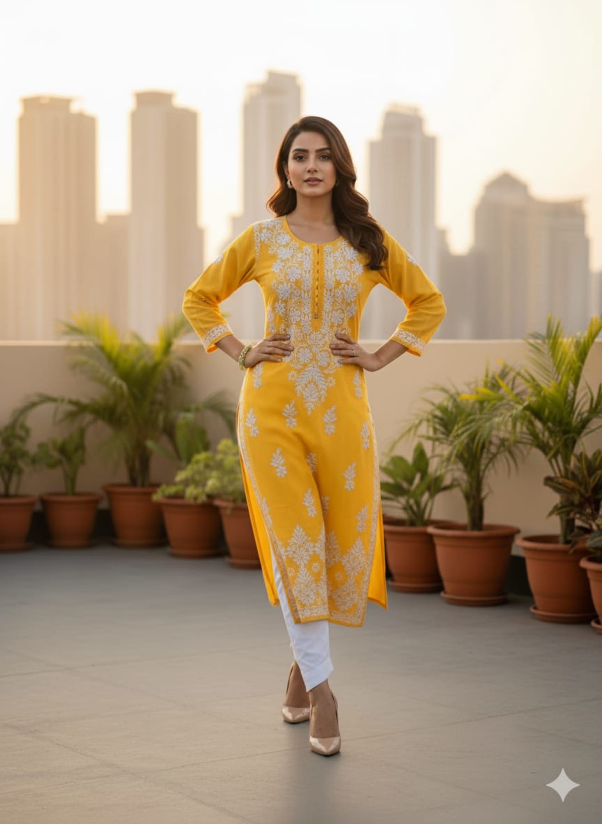 ZUBAIDA CHIKAN KURTI Lucknowi Chikankari - Full view 2