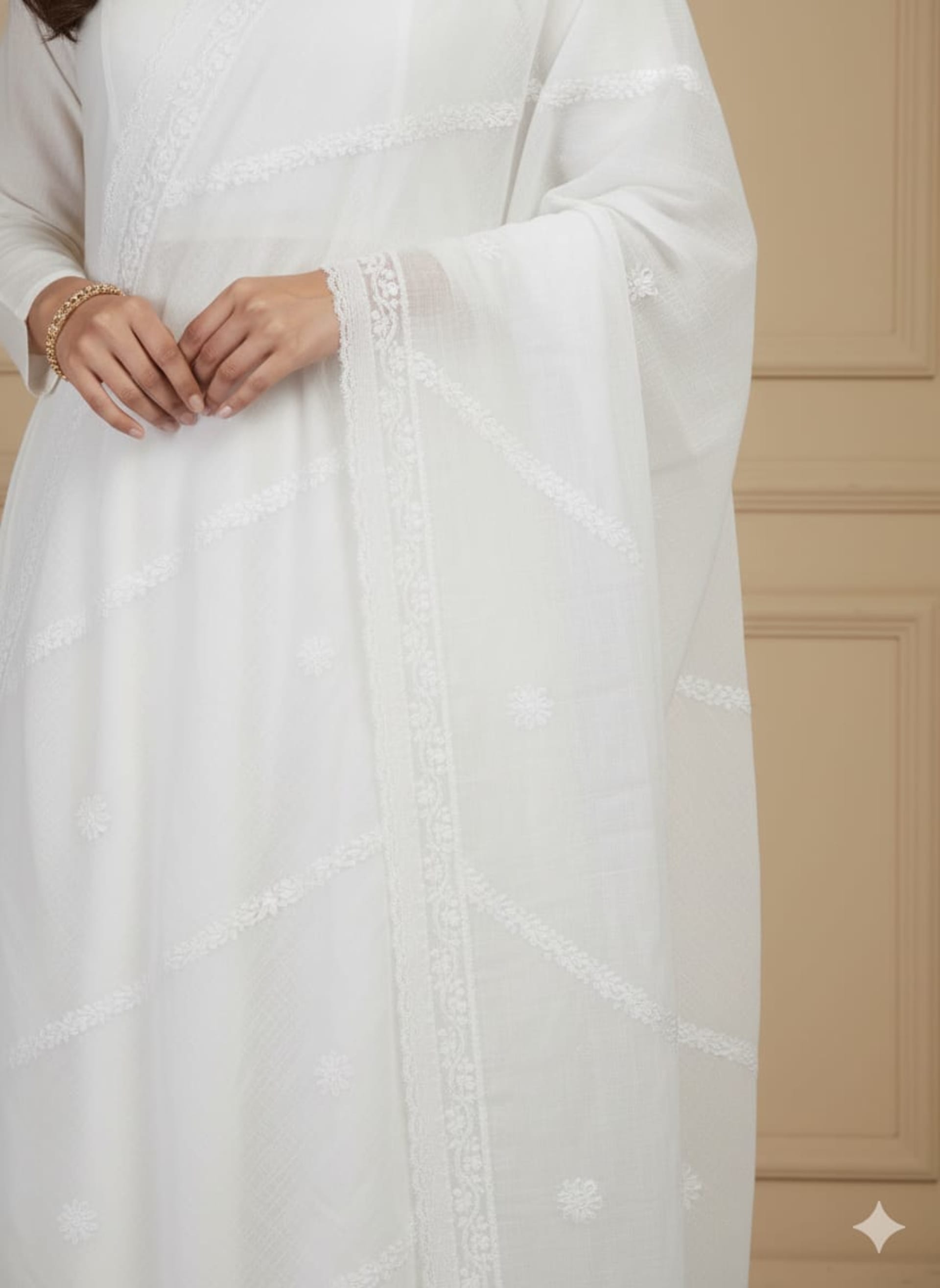 CHIKANKARI Dupatta Collection Lucknowi Chikankari - Full view 3