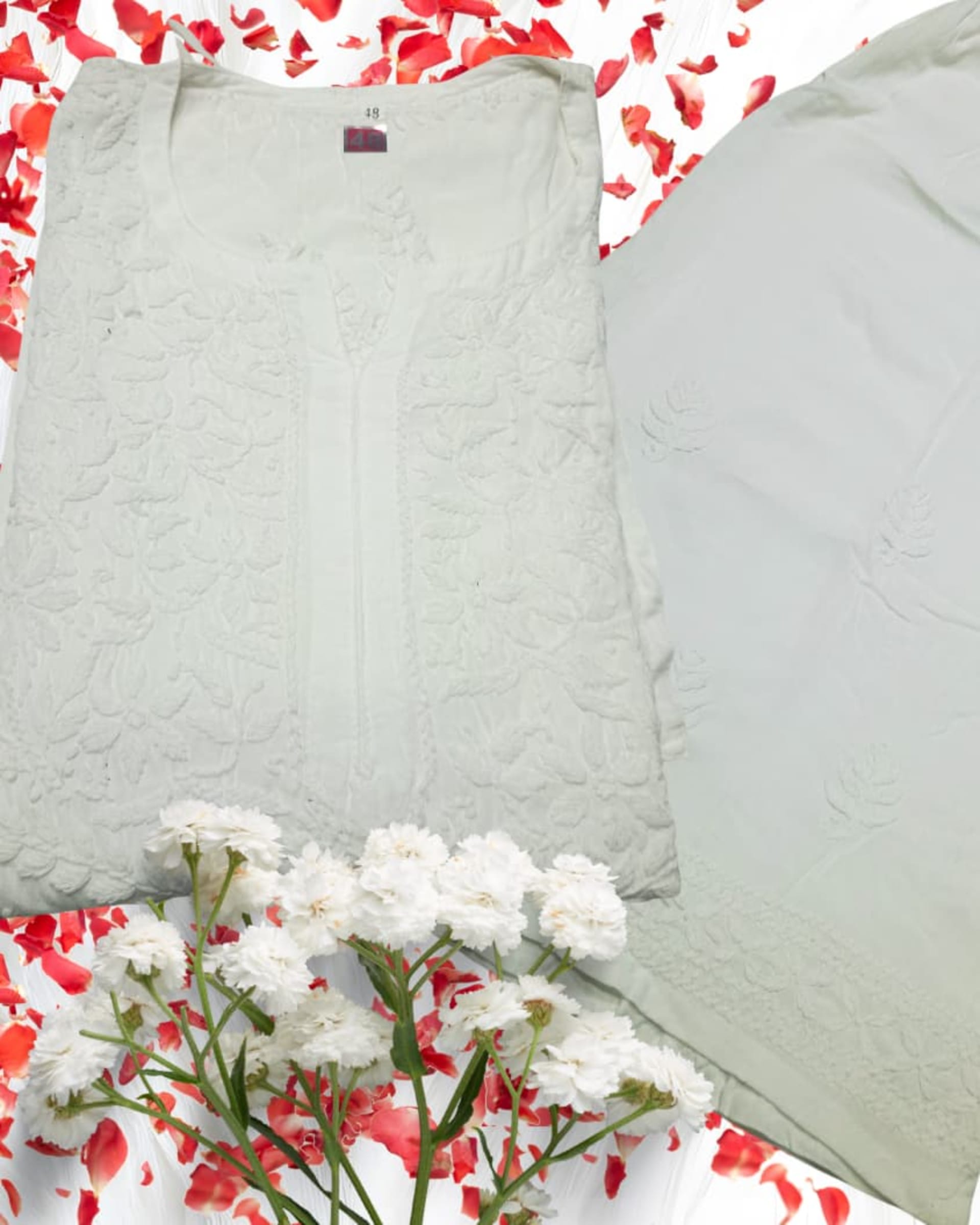 Pure Rayon Lucknowi Chikankari Kurti with Matching Plazzo – Handcrafted Artistry from Lucknow Lucknowi Chikankari - Full view 4